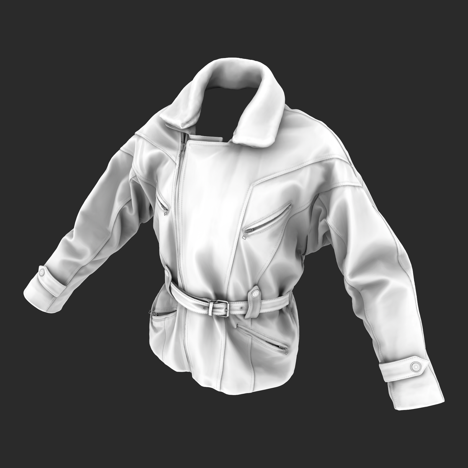 3D Leather Jacket with Shearling collar