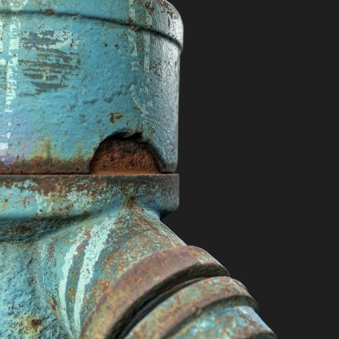 3D Blue Rusty Fire Hydrant