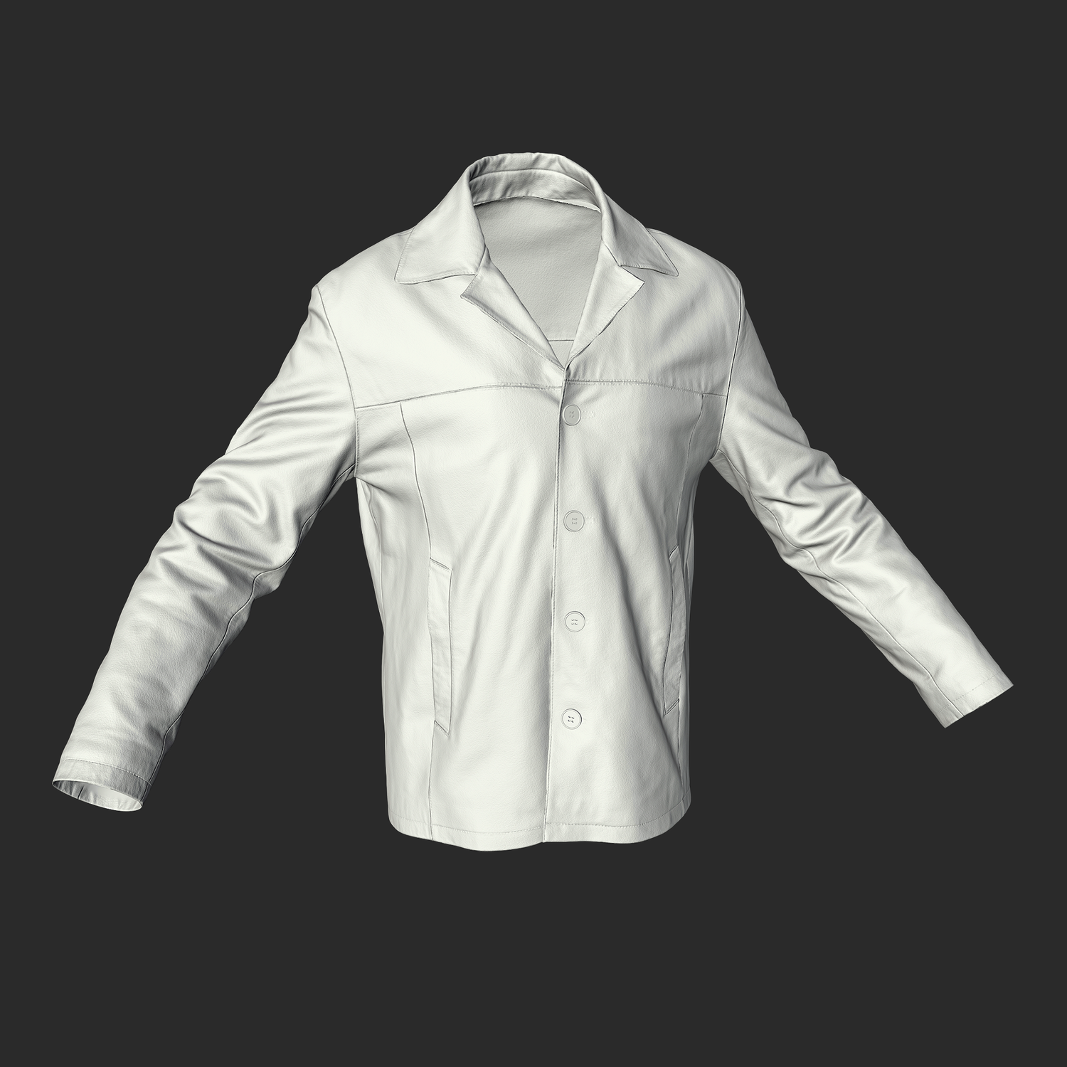 3D Model of Men`s Black Lether Jacket clay