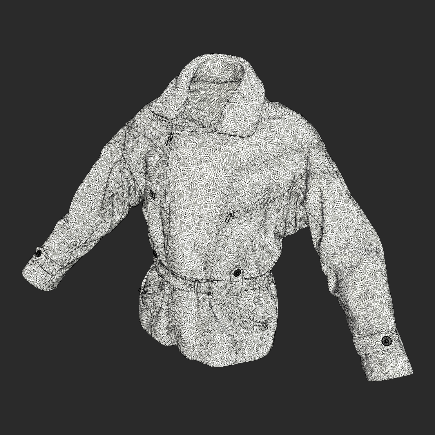 3D Leather Jacket with Shearling collar