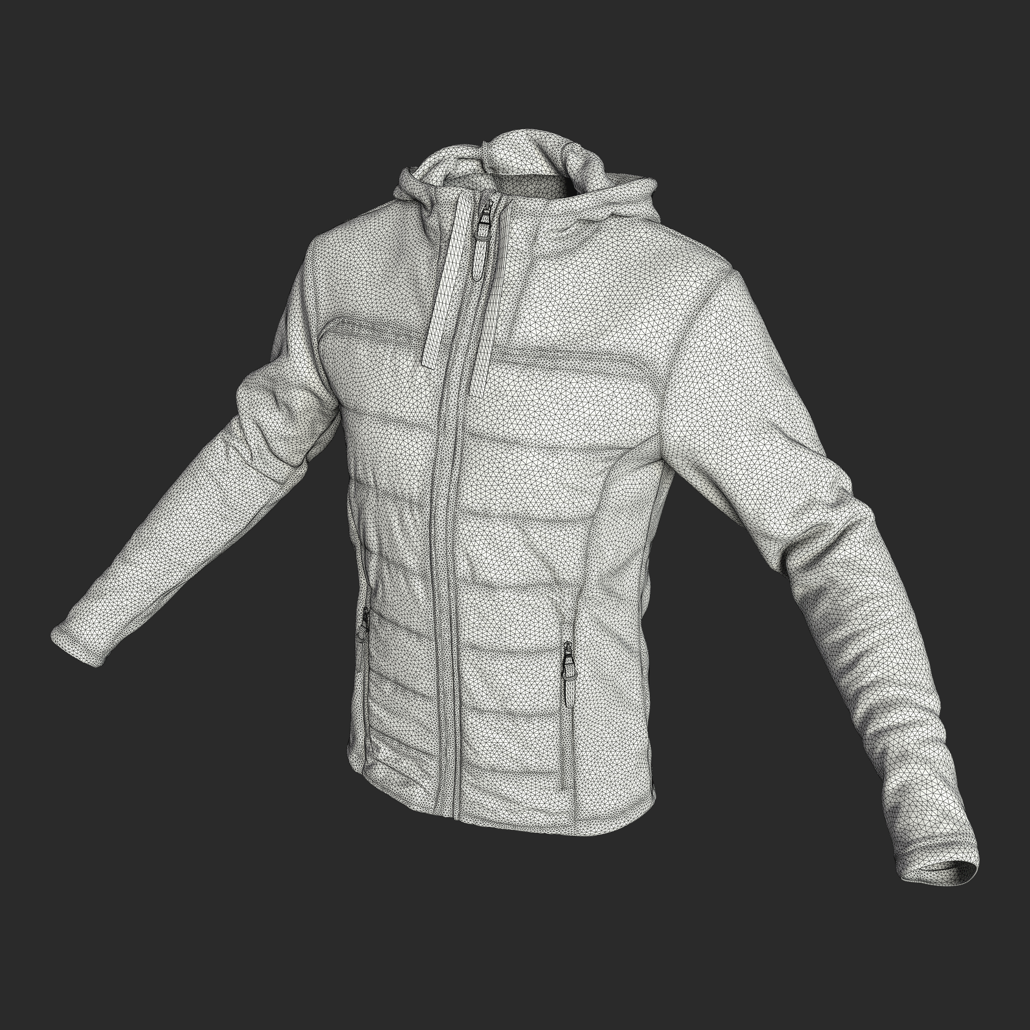 3D Model Winter Sport Jacket wireframe