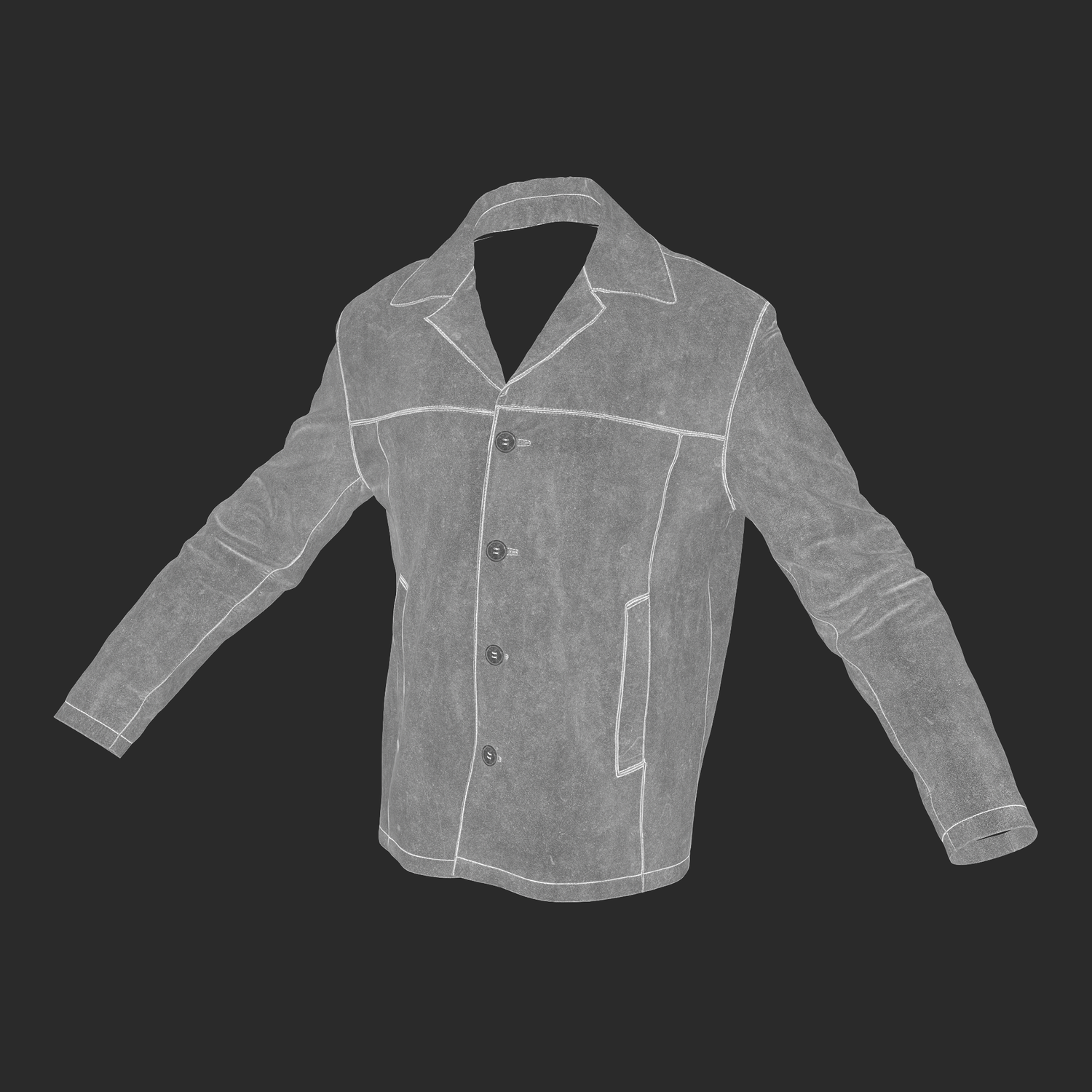 3D Model of Men`s Black Lether Jacket roughness