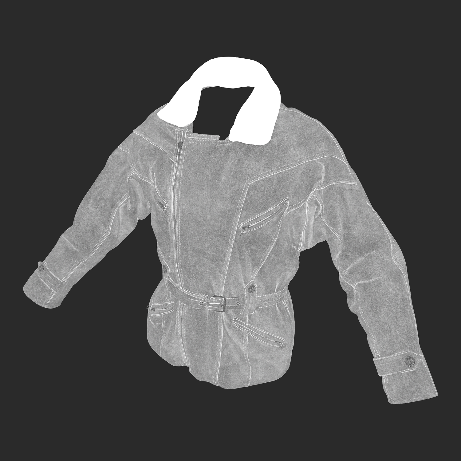 3D Leather Jacket with Shearling collar