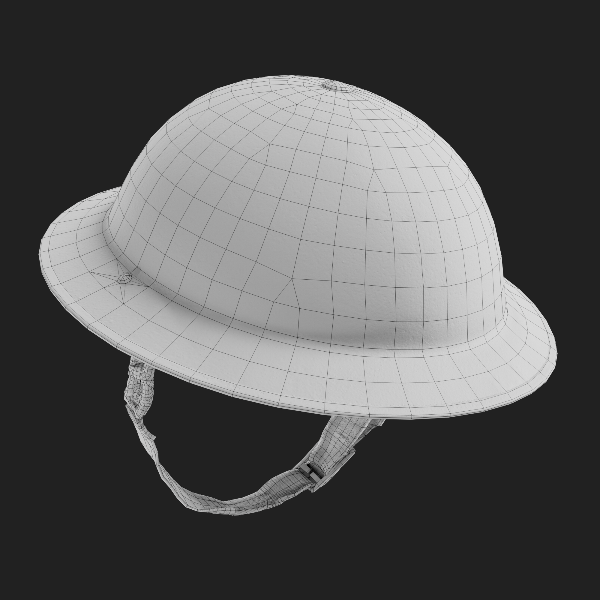 3D Model of Brodie Helmet wireframe