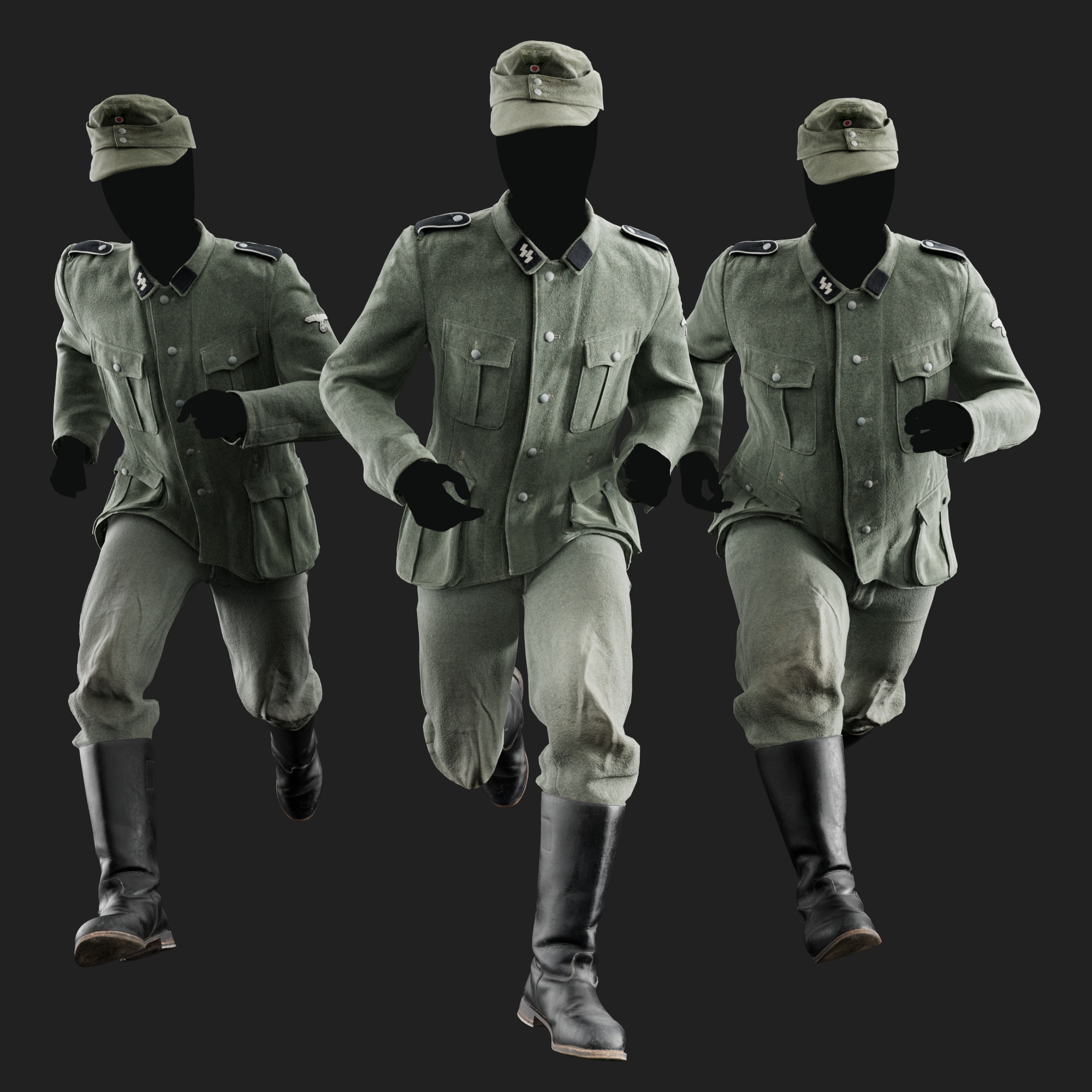 3D German Military Uniform M40 Feldgrau