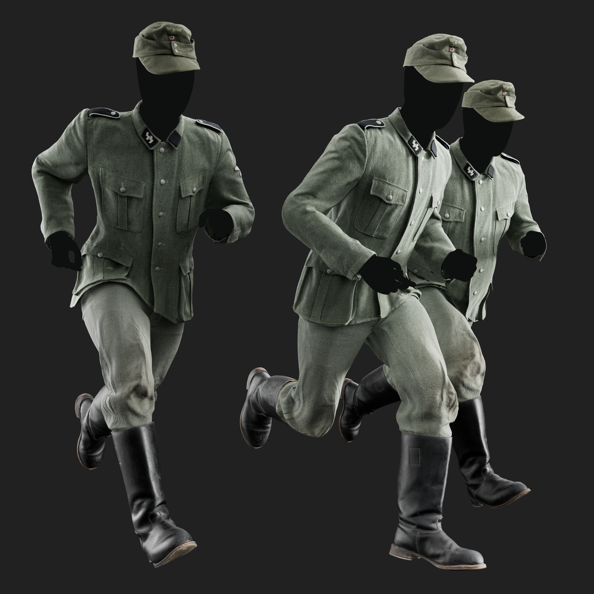 3D German Military Uniform M40 Feldgrau
