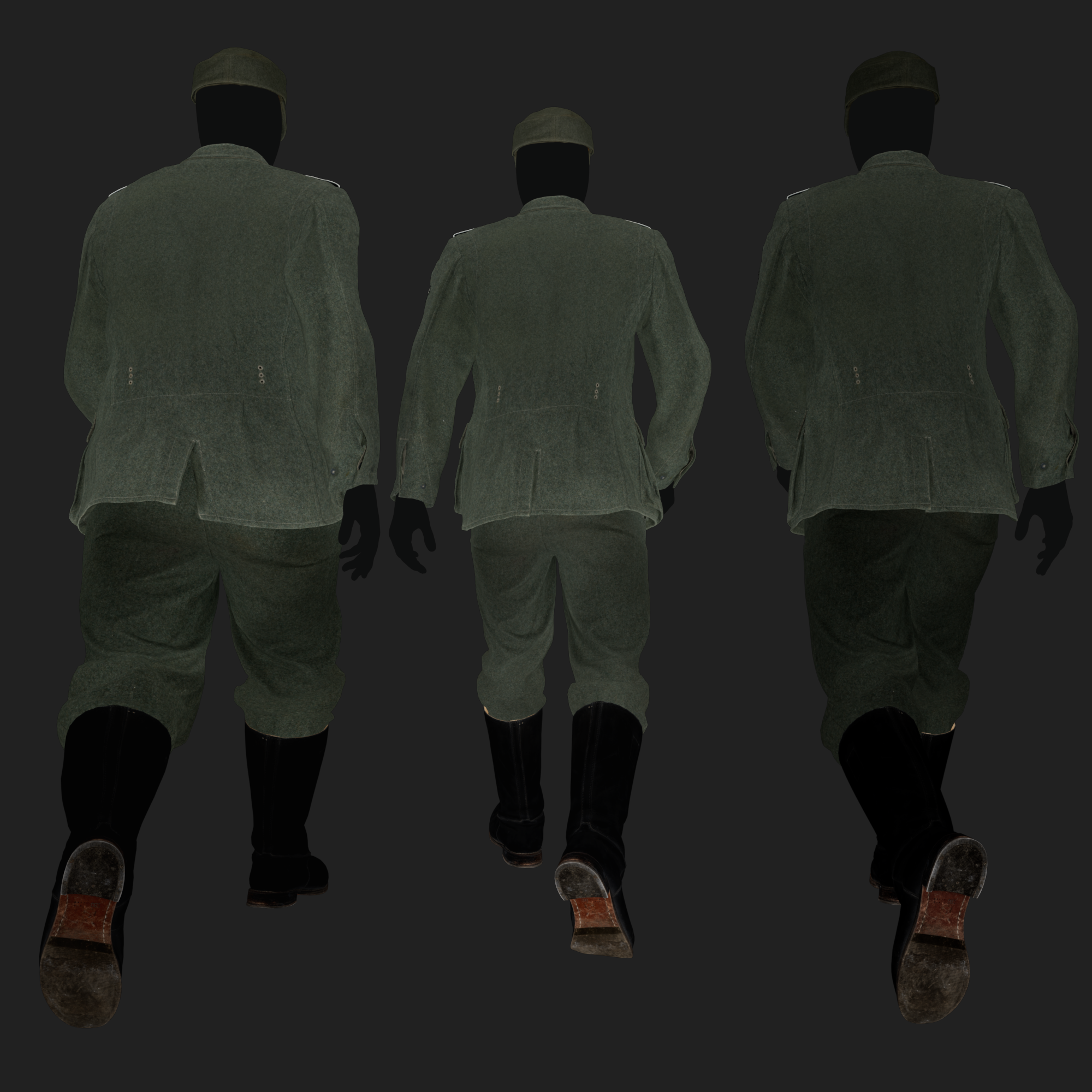 3D German Military Uniform M40 Feldgrau