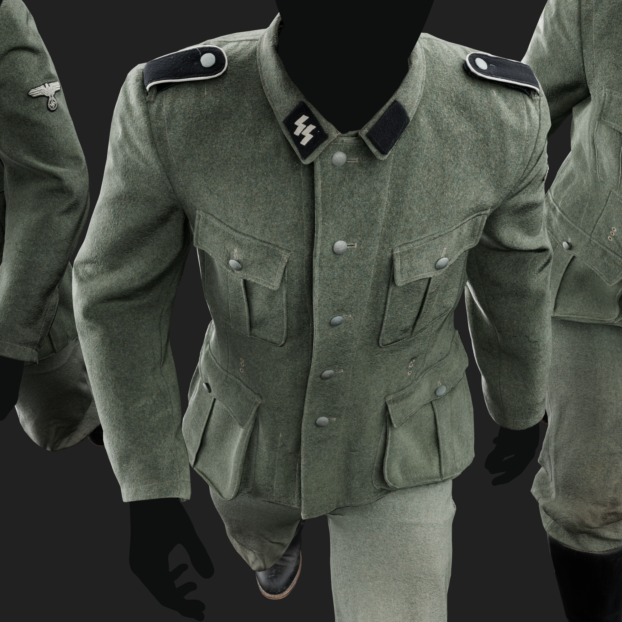 3D German Military Uniform M40 Feldgrau