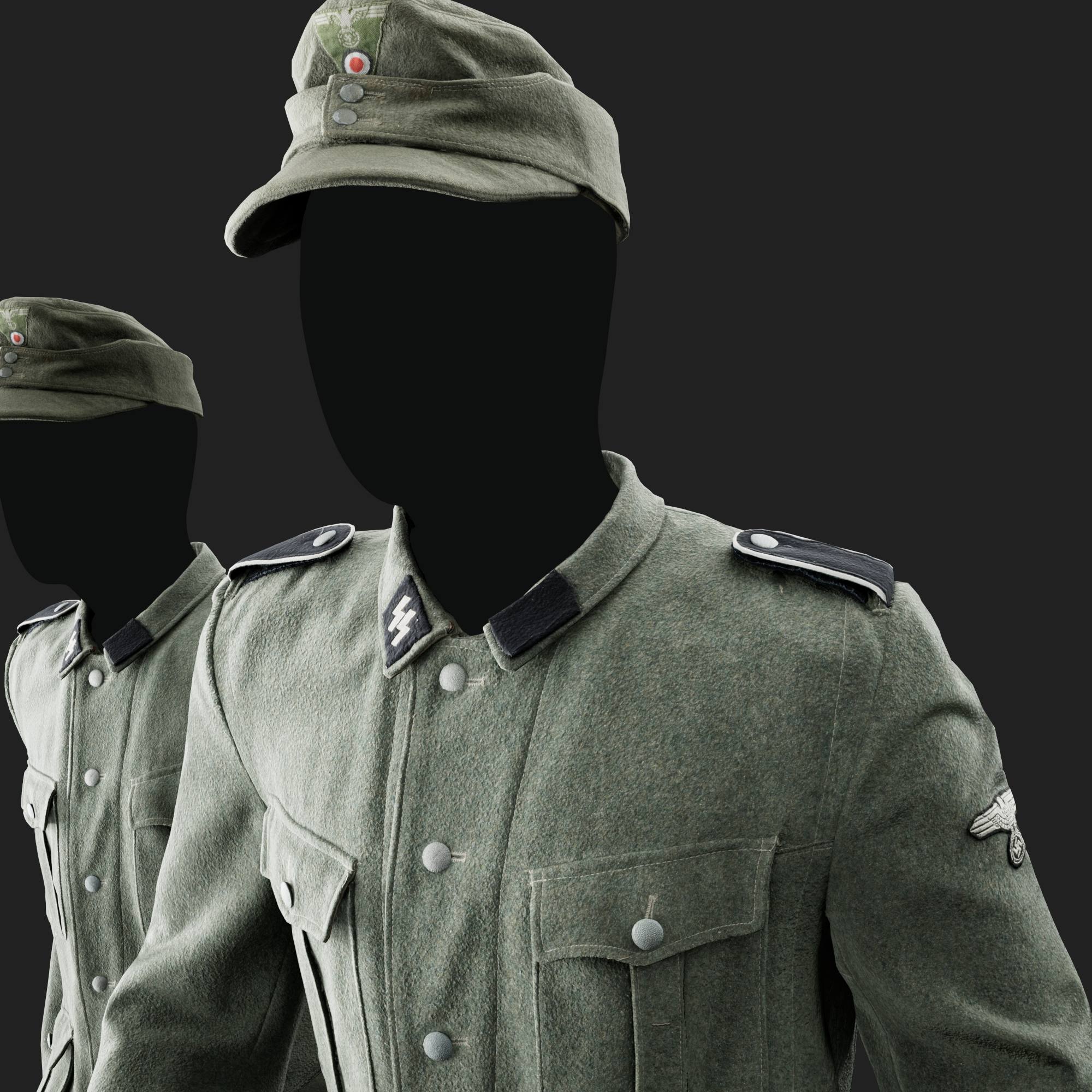 3D German Military Uniform M40 Feldgrau