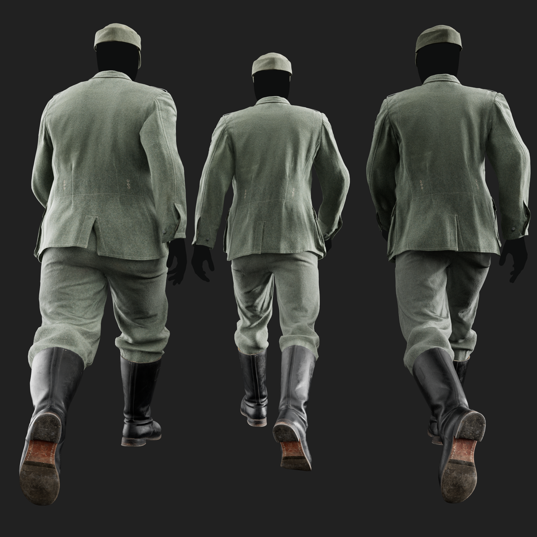 3D German Military Uniform M40 Feldgrau