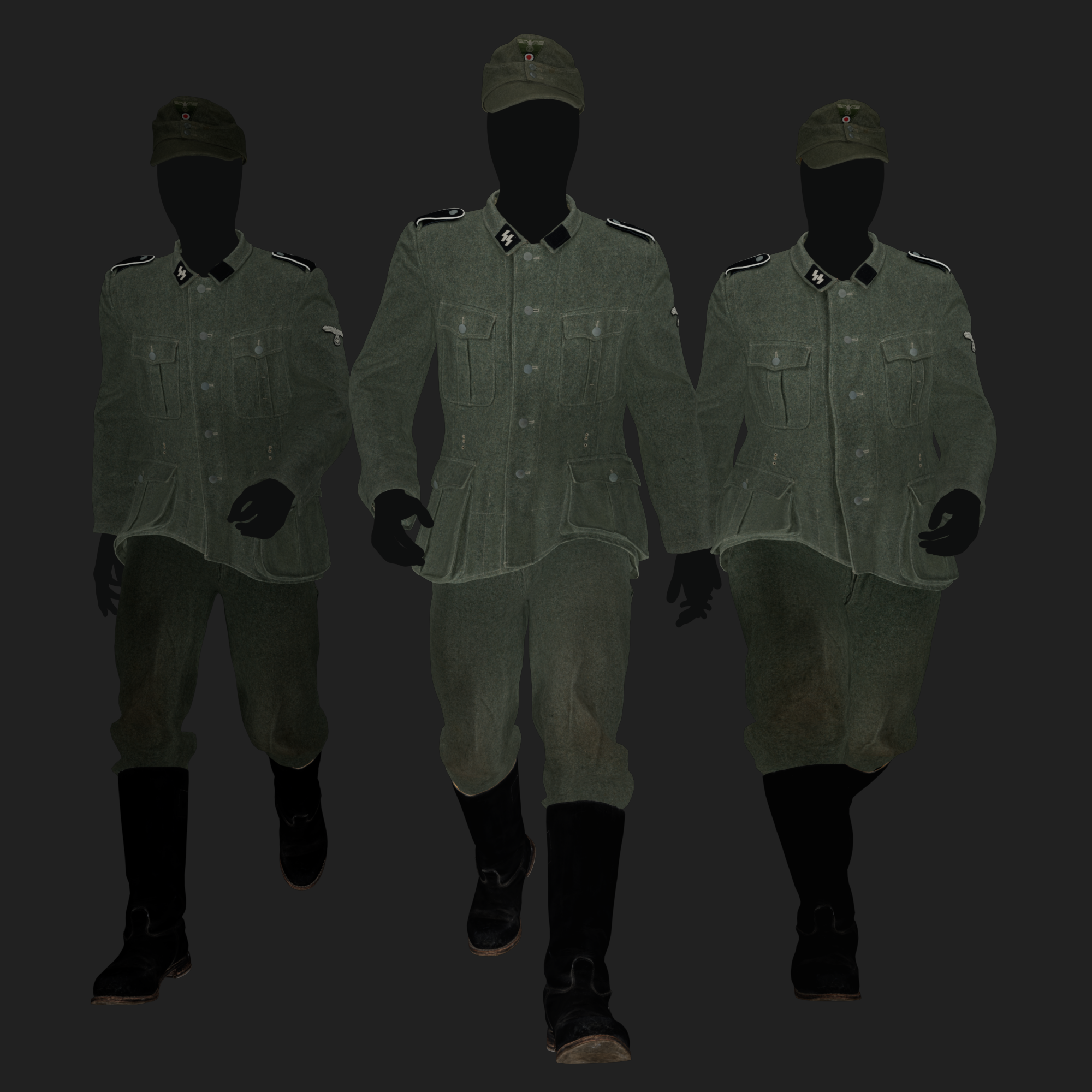 3D German Military Uniform M40 Feldgrau