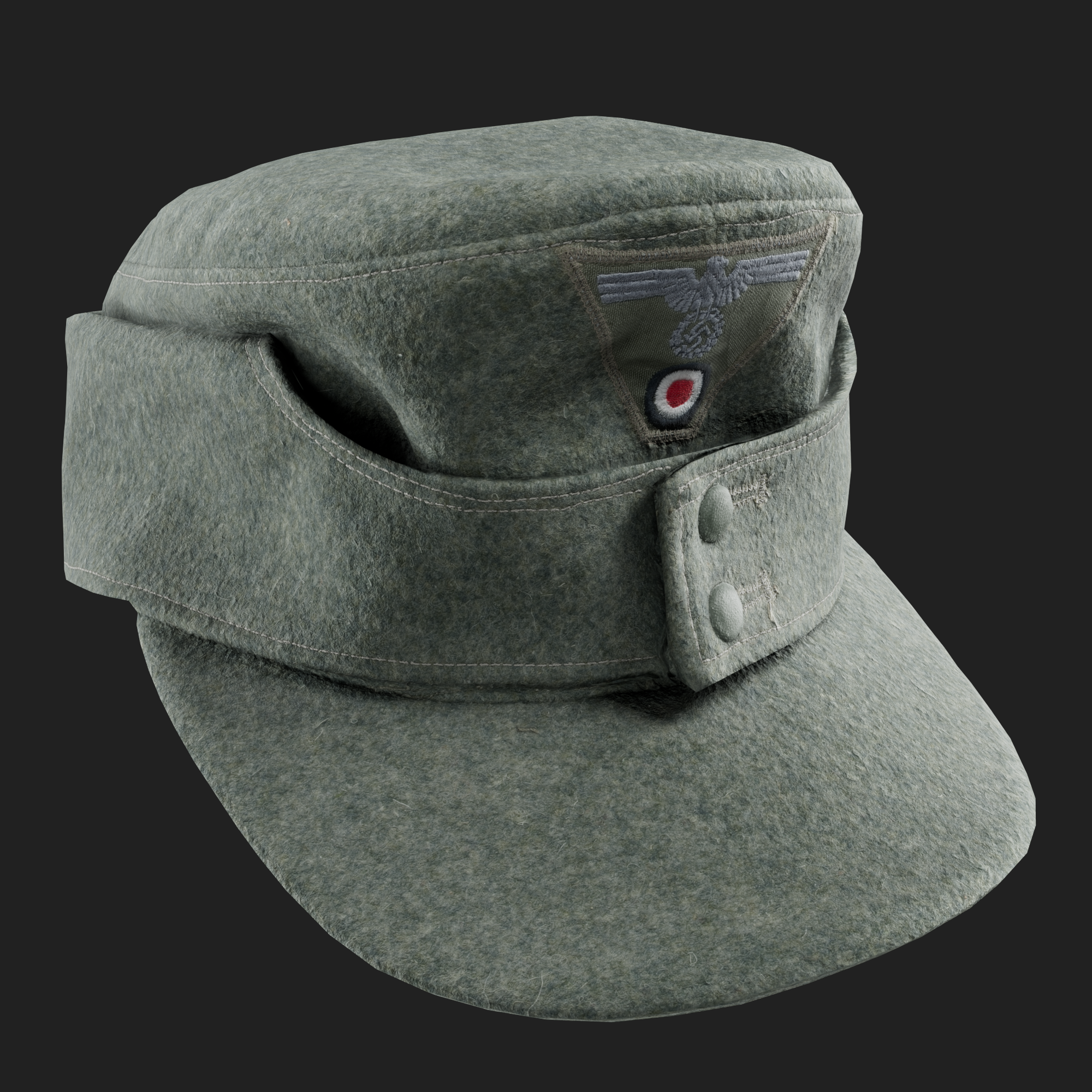 3D German M43 Visor Feldgrau Cap