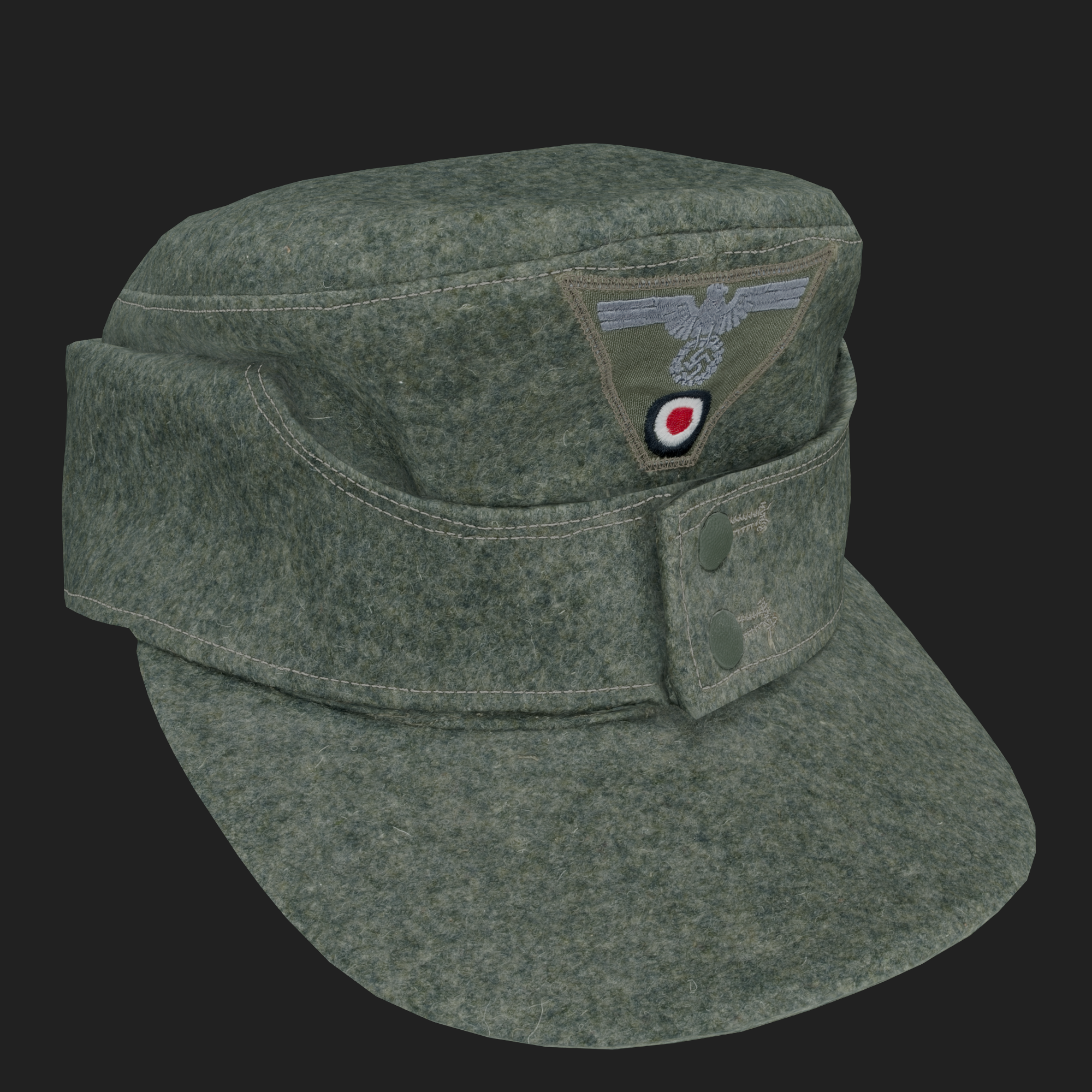 3D German M43 Visor Feldgrau Cap
