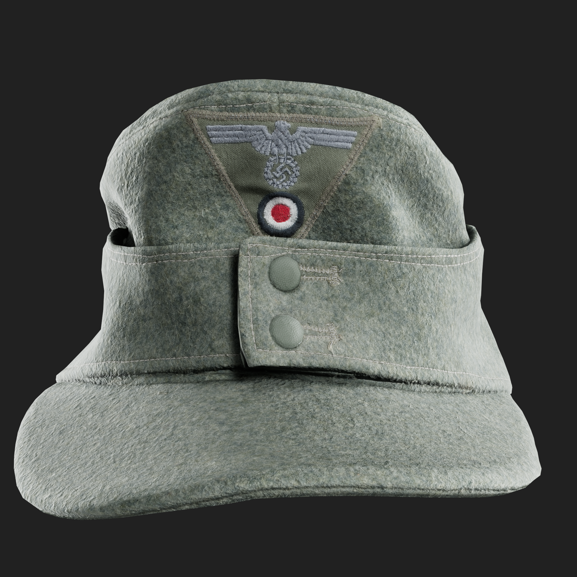 3D German M43 Visor Feldgrau Cap