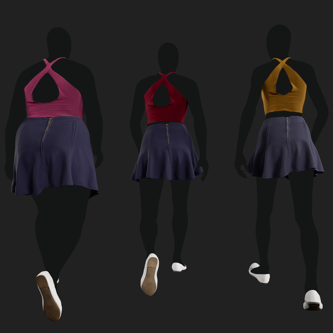 3D Model Criss-Cross Top and Skirt back