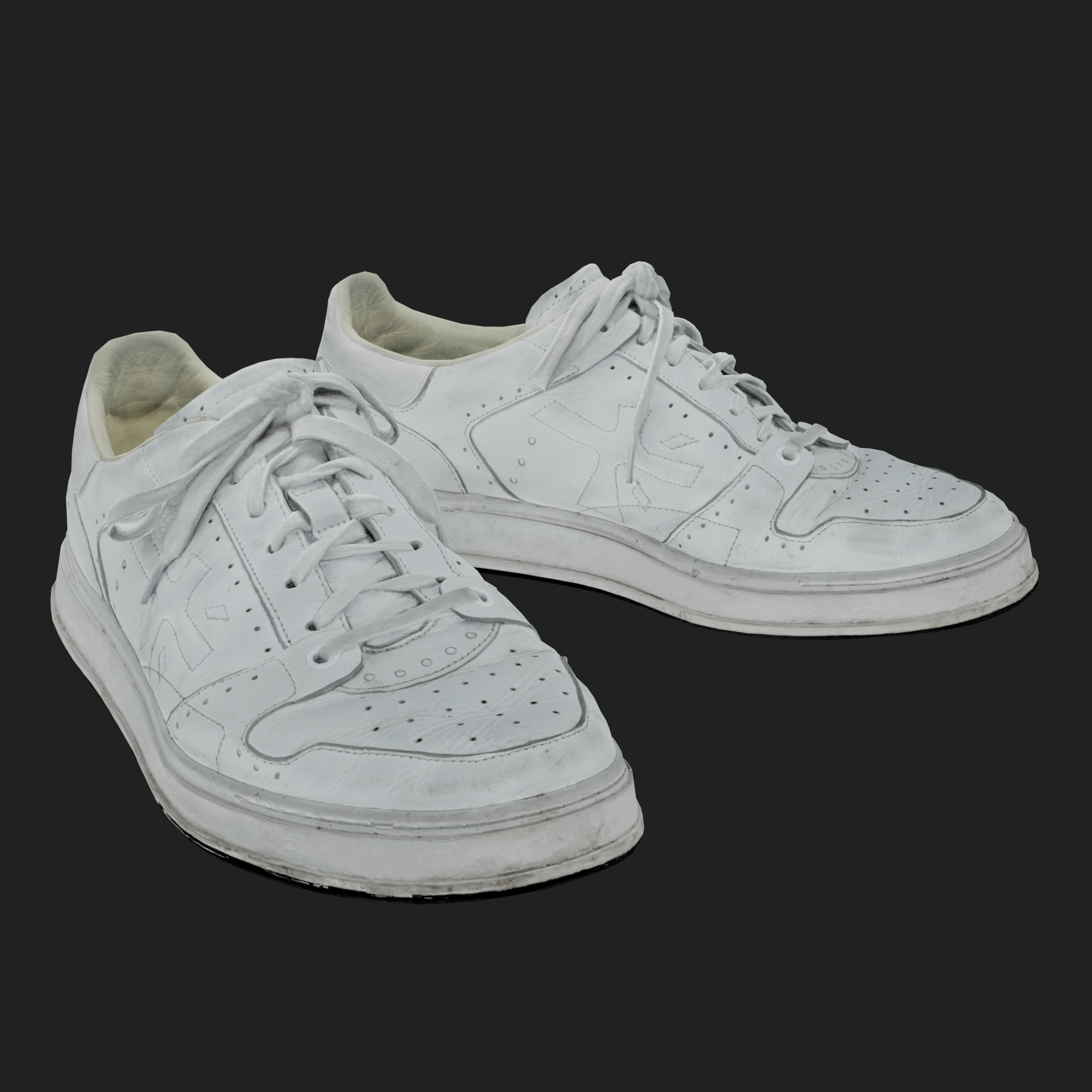 3D Model White Leather Sneakers front roughness