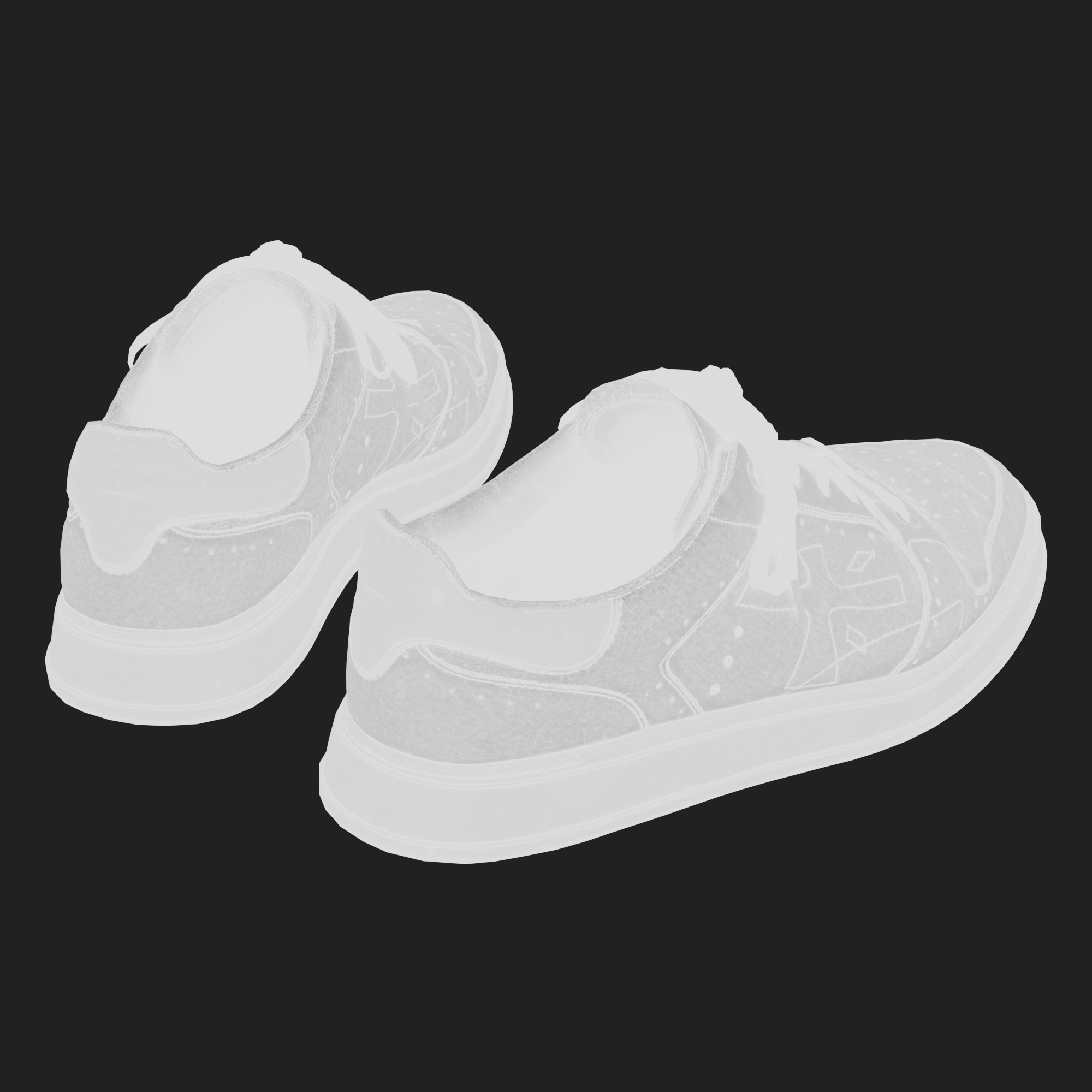 3D Model White Leather Sneakers back AO