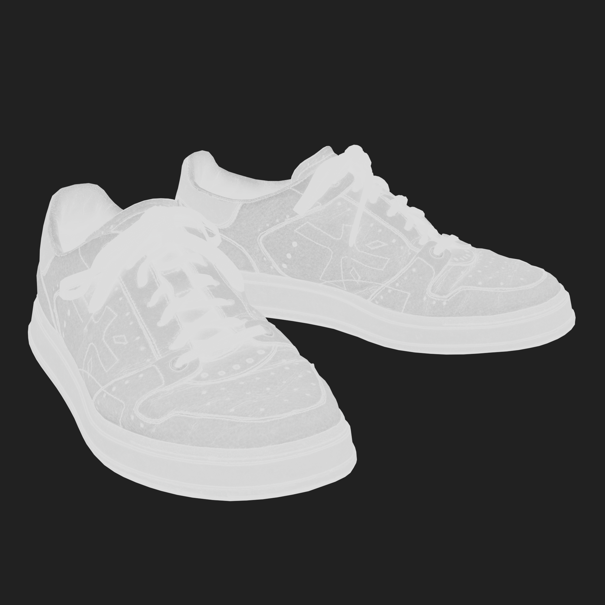 3D Model White Leather Sneakers front AO
