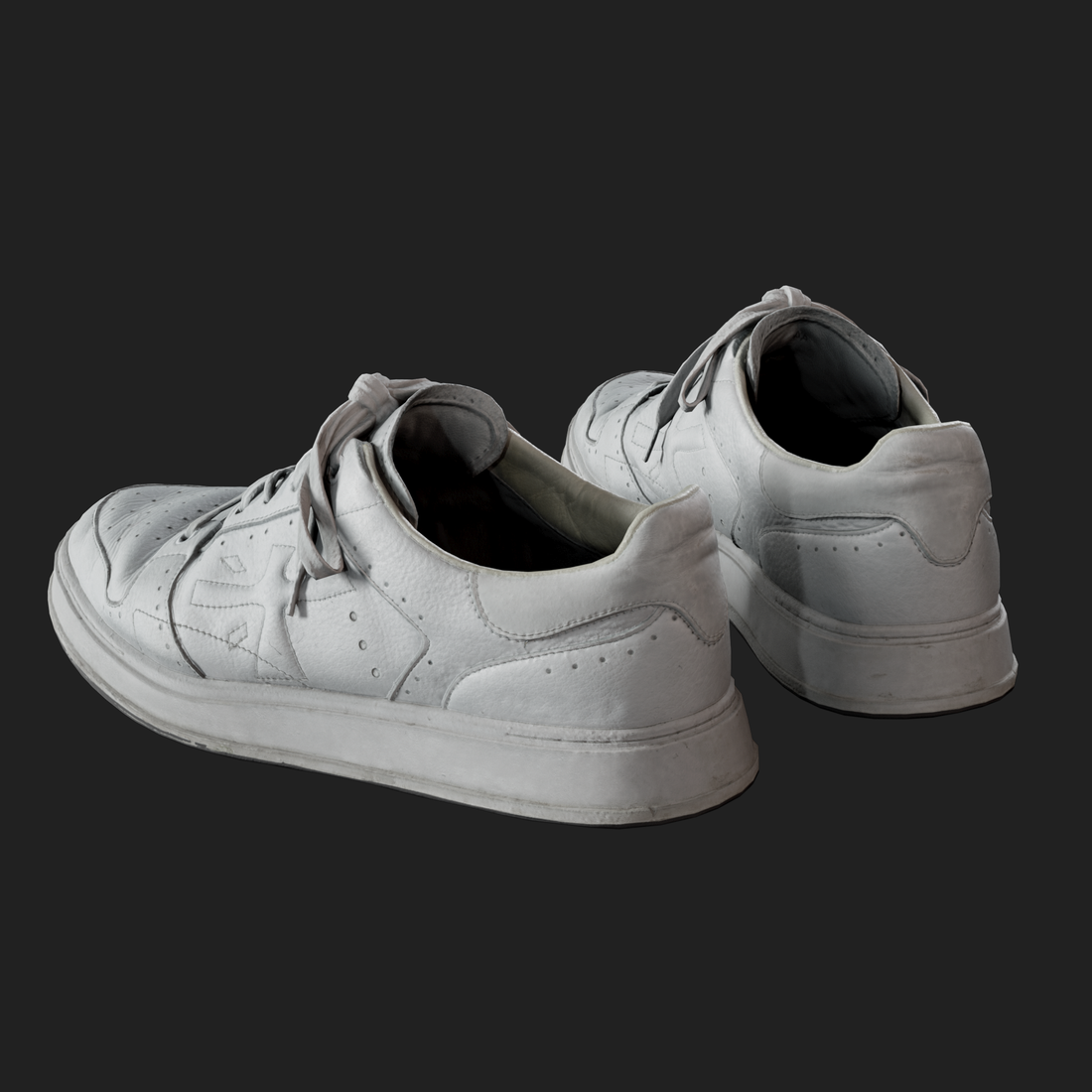 3D Model White Leather Sneakers back left