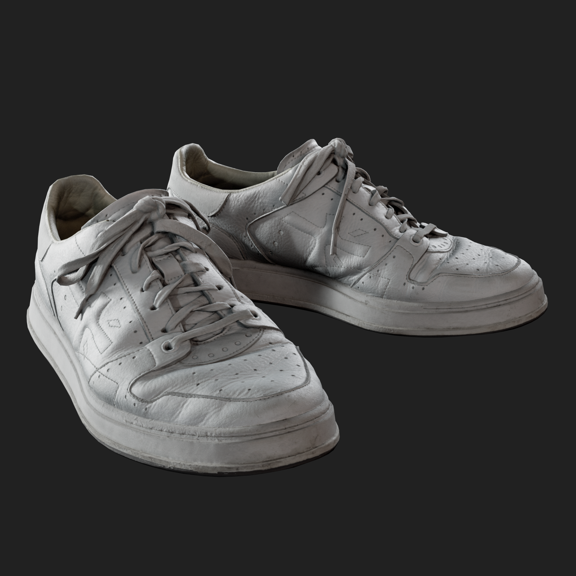 3D Model White Leather Sneakers front left