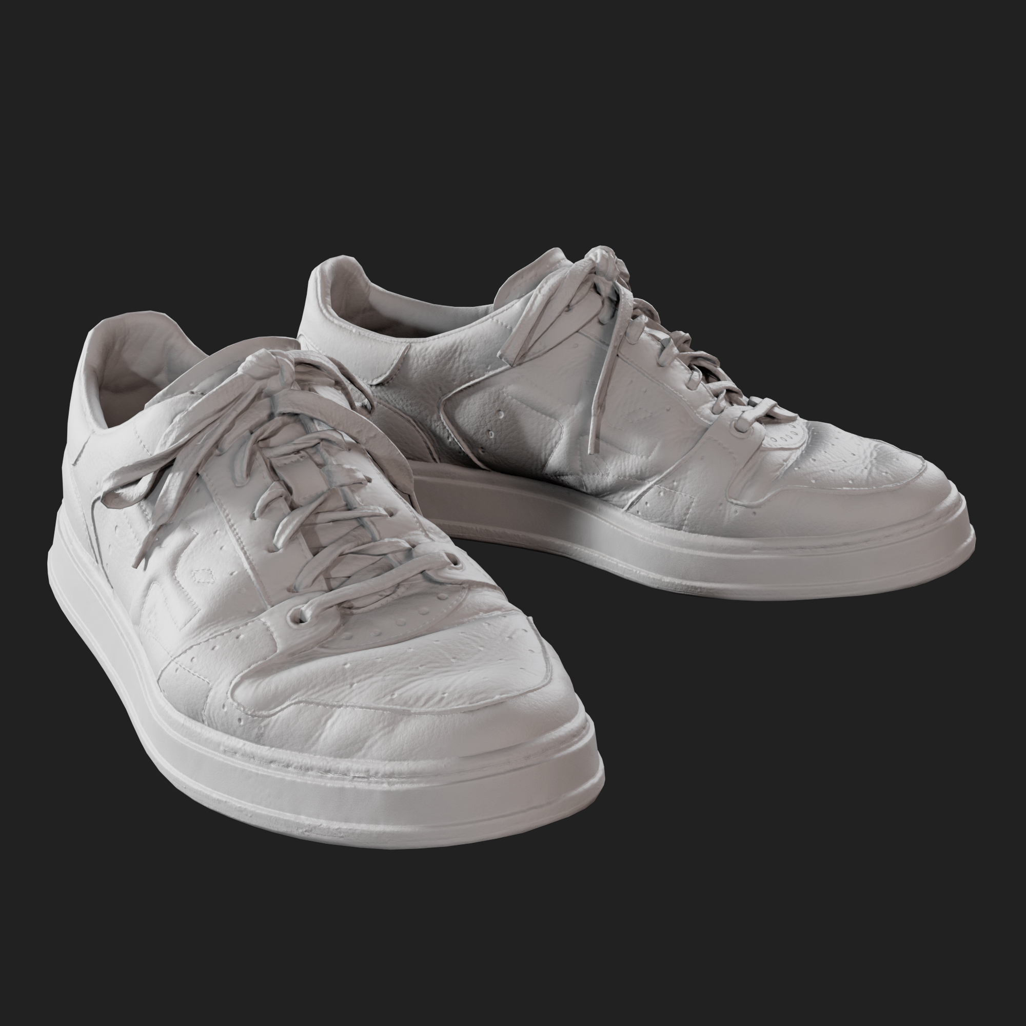 3D Model White Leather Sneakers front right clay