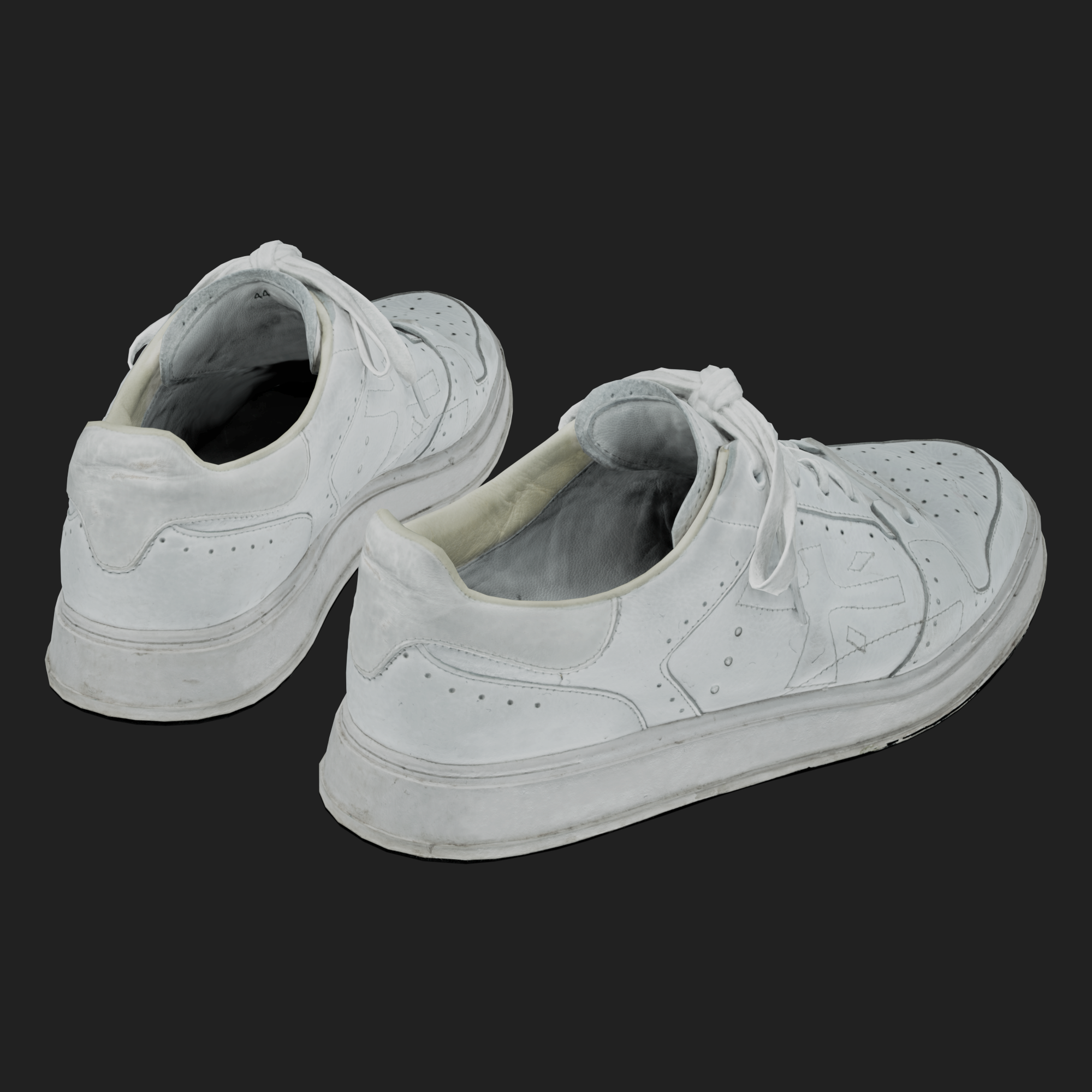 3D Model White Leather Sneakers back roughness