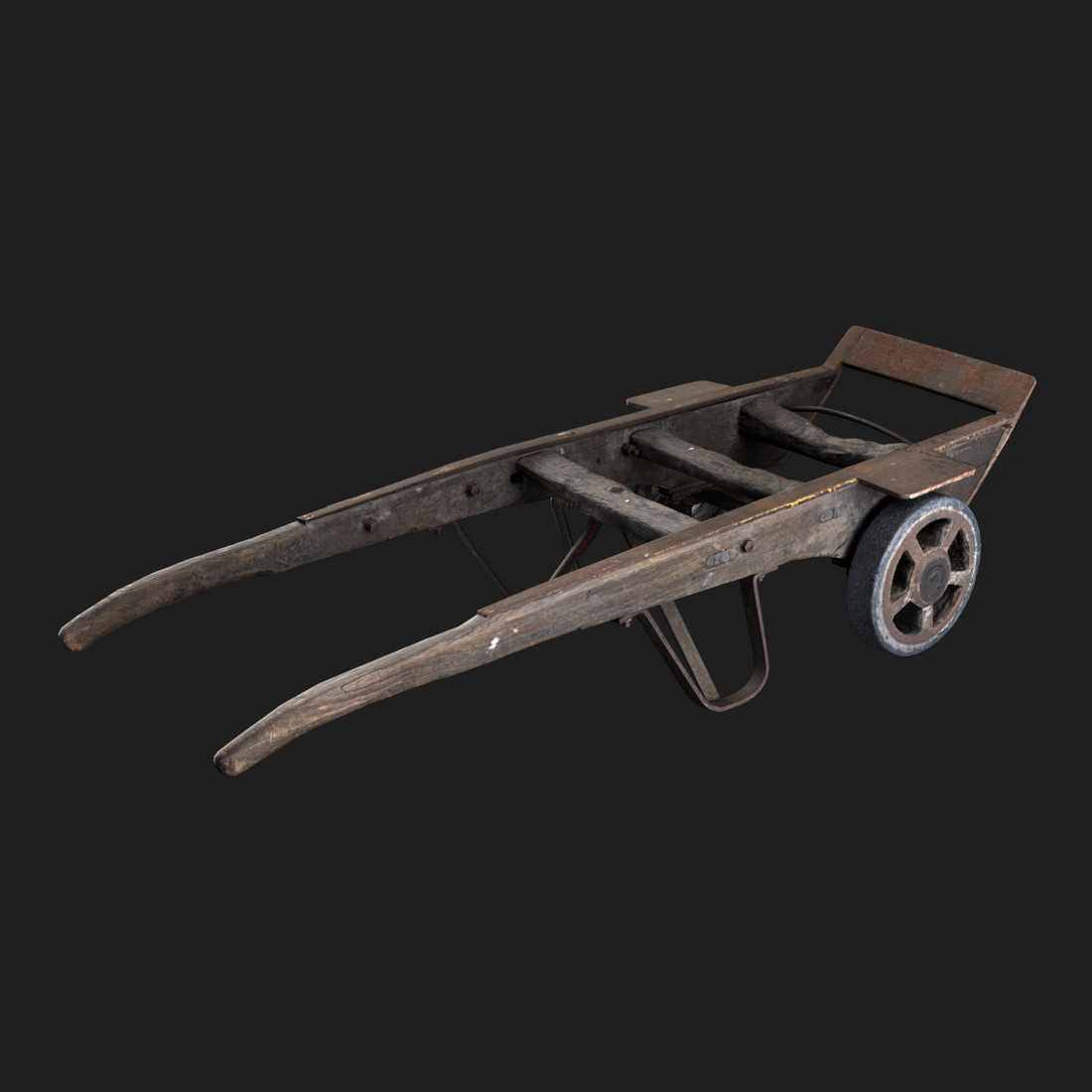 3D model of an old-fashioned train dolly