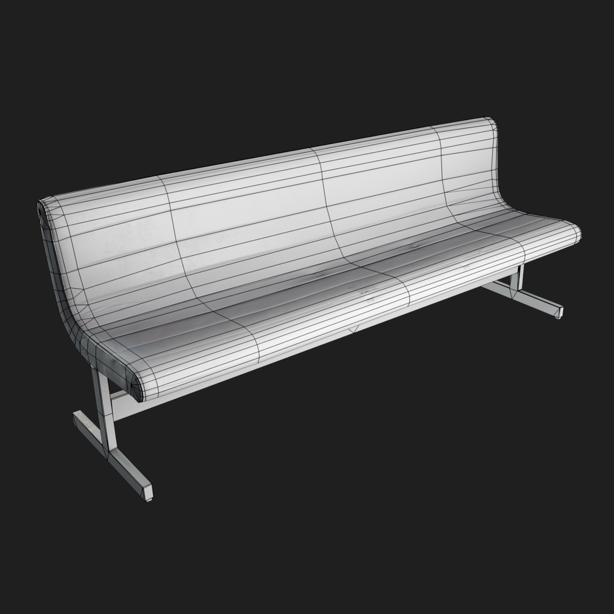 3D Vintage Bench Sofa