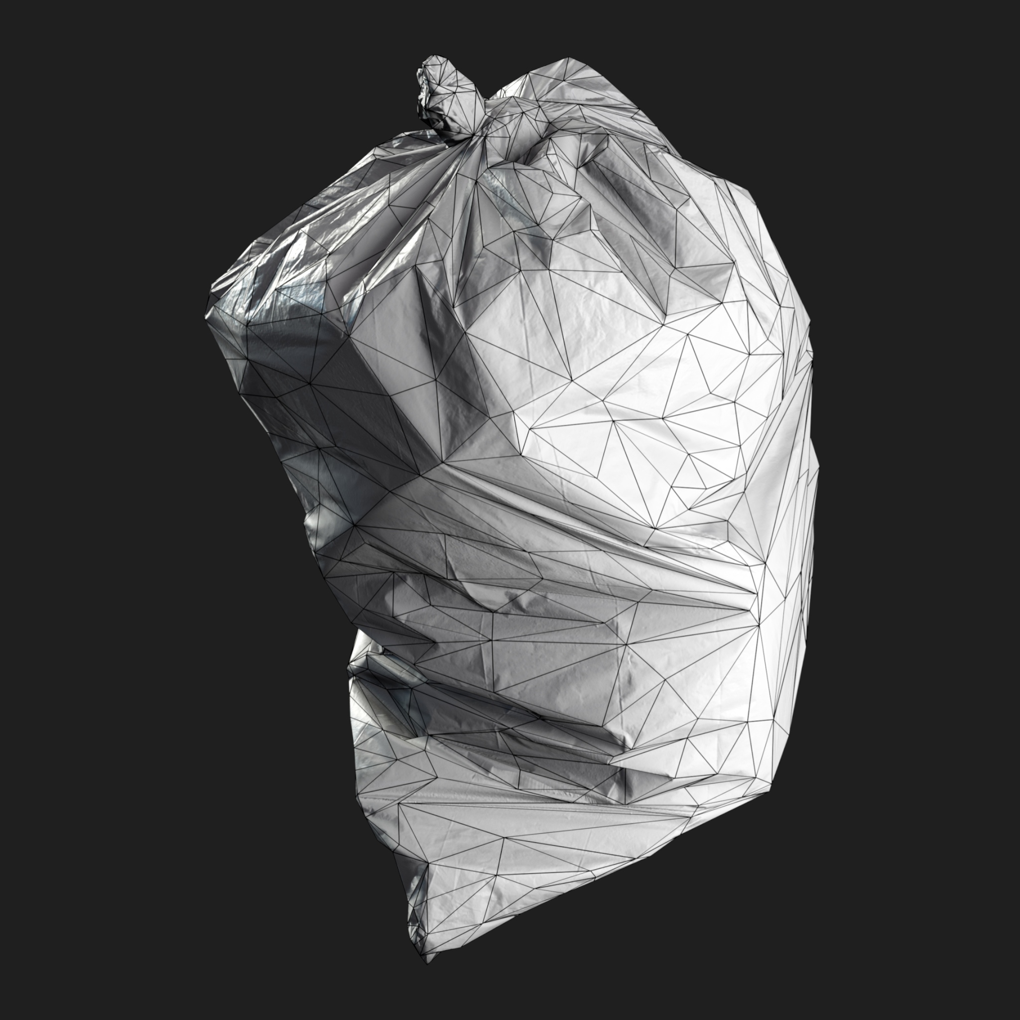 3D Plastic Trash Bag Black