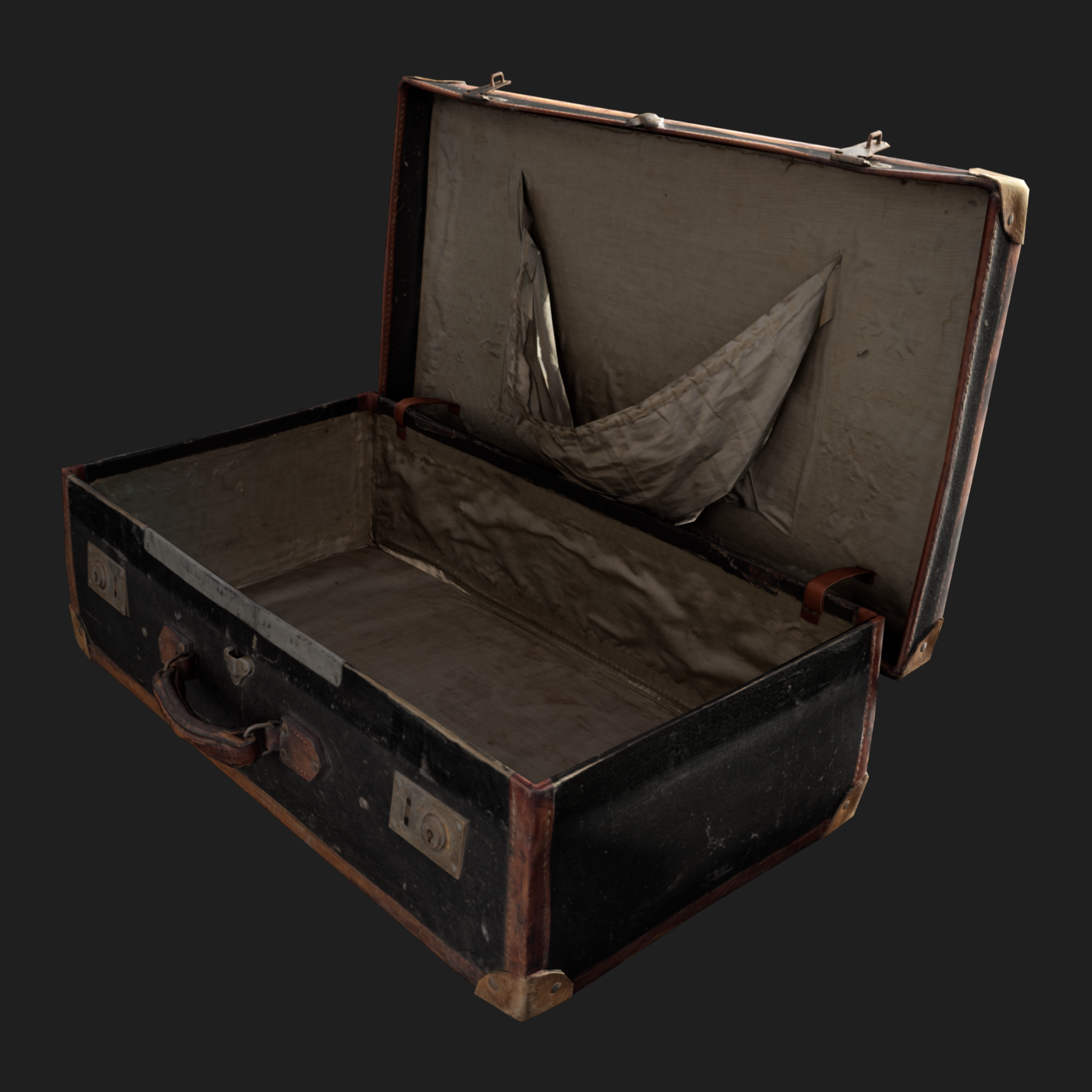 3D Open Vintage Suitcase
