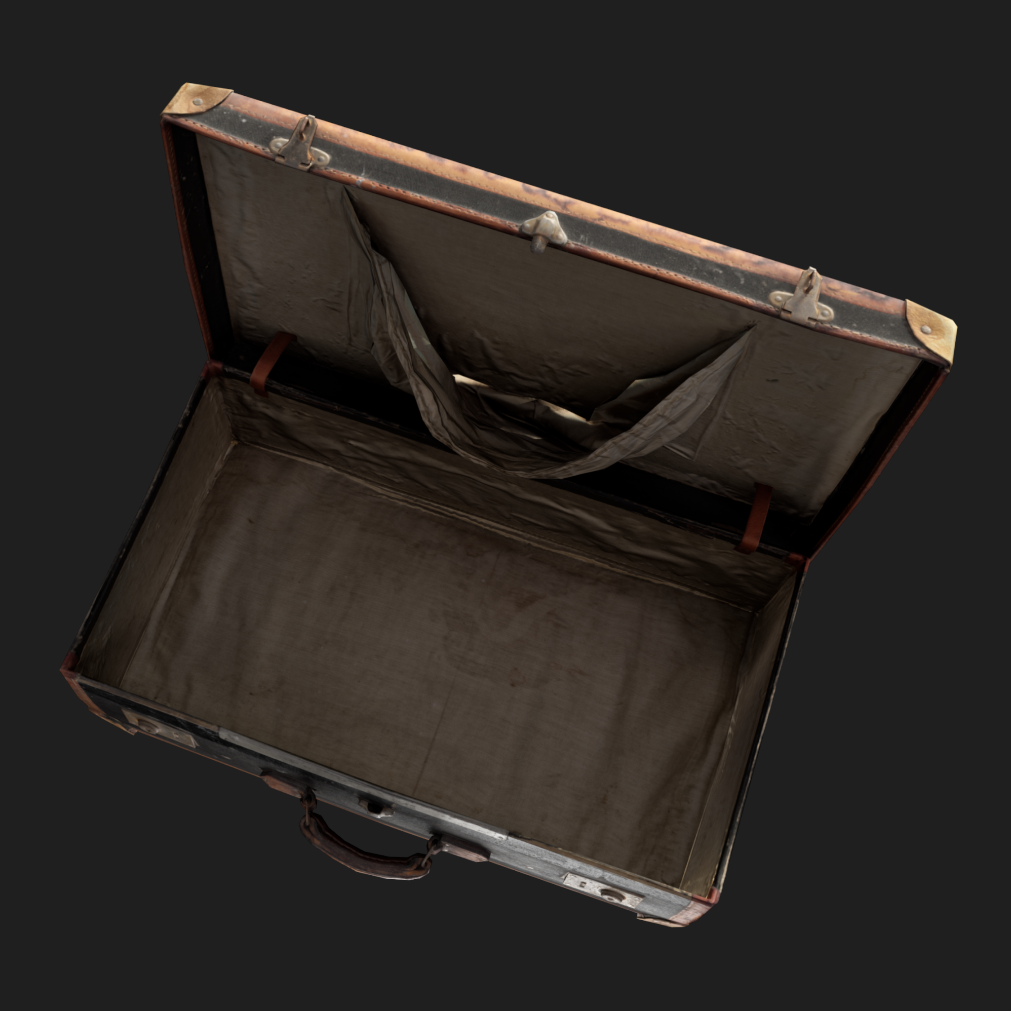 3D Open Vintage Suitcase