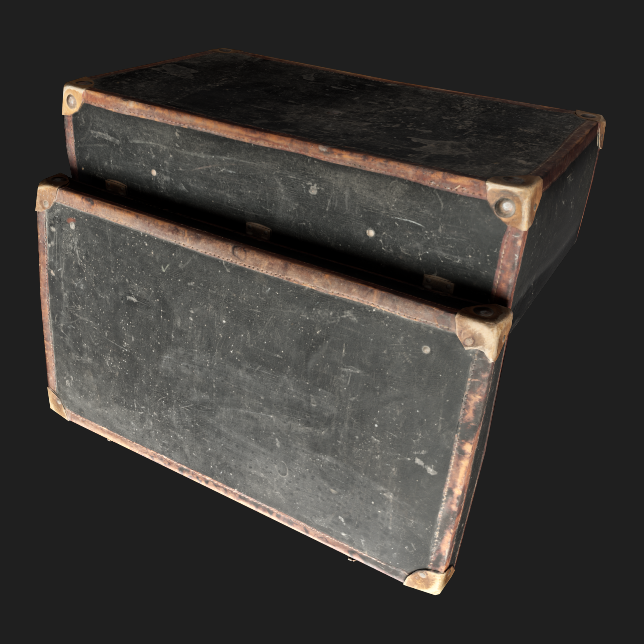 3D Open Vintage Suitcase
