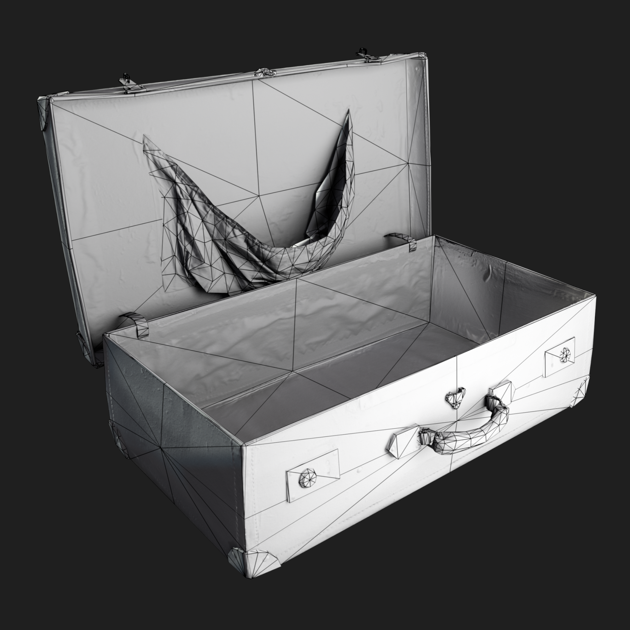 3D Open Vintage Suitcase