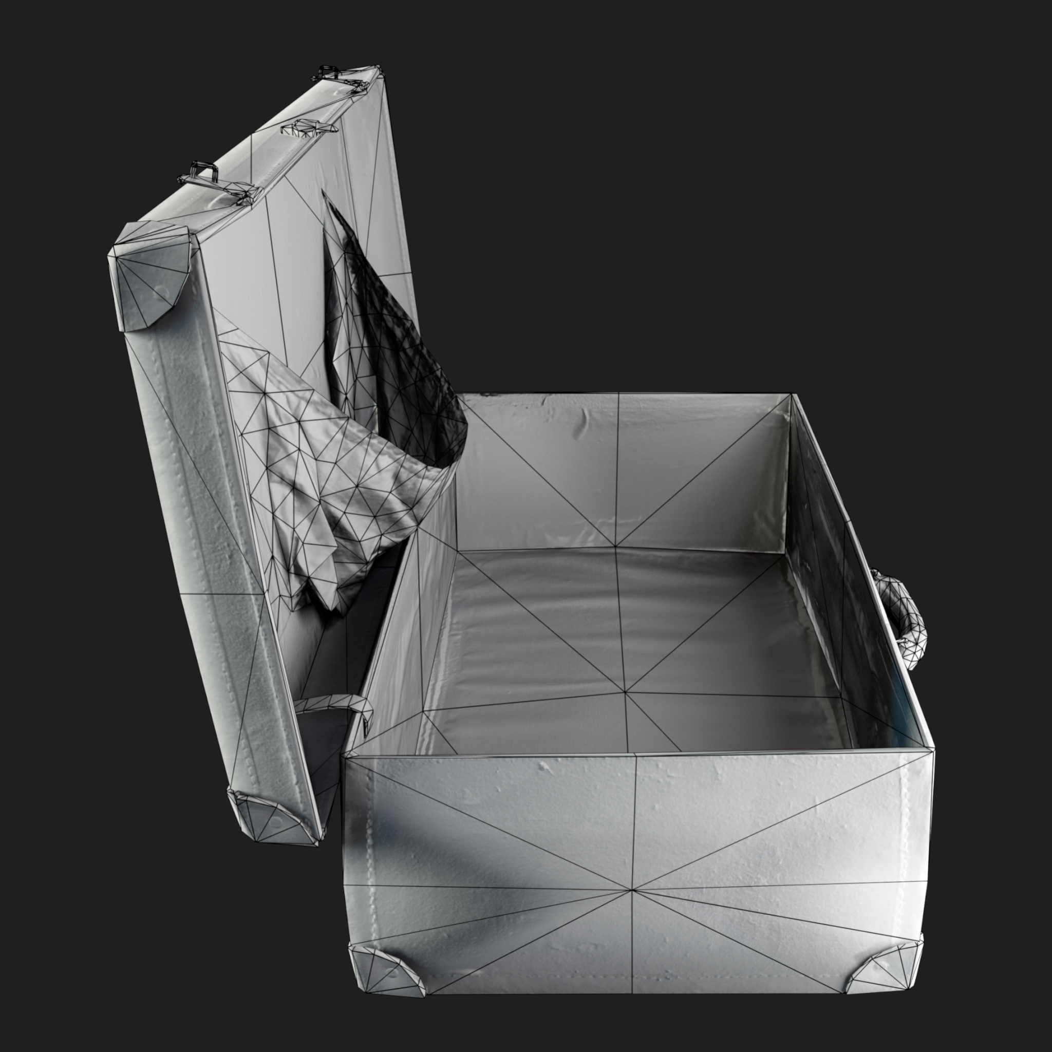 3D Open Vintage Suitcase