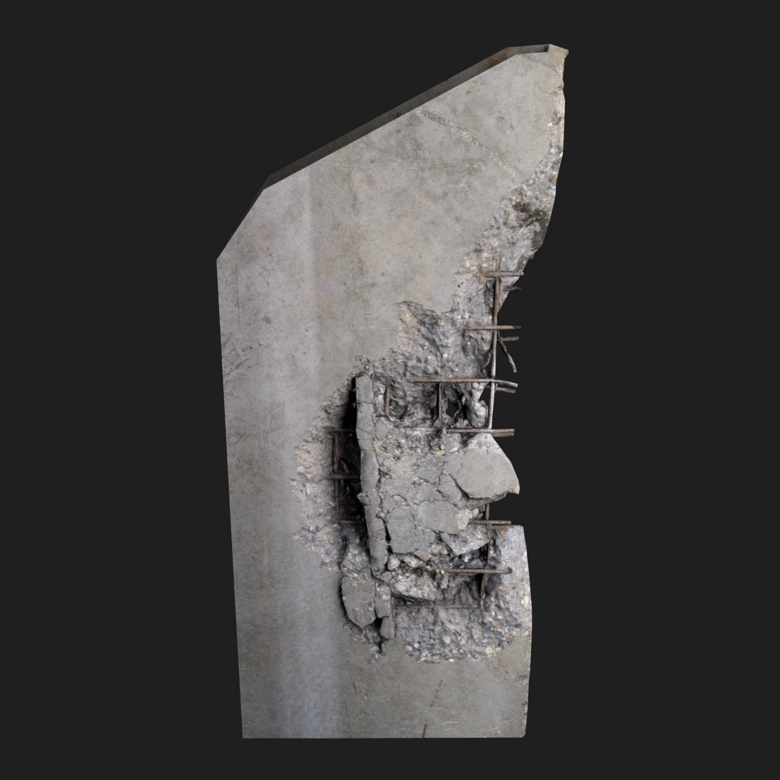 3D Damaged Concrete Wall Edge