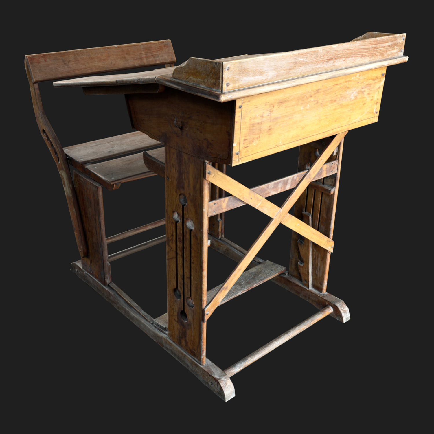 3D Vintage Kids School Desk