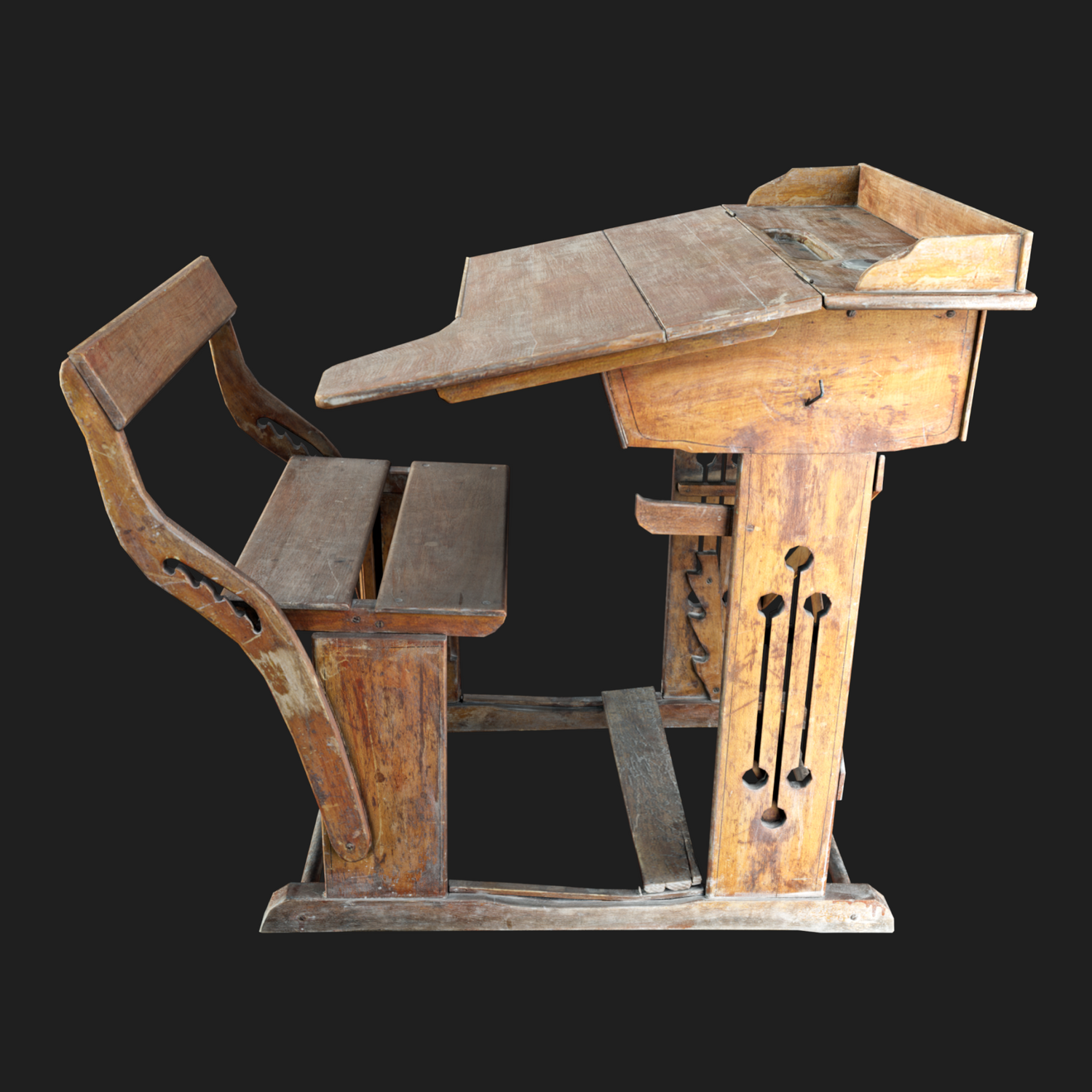 3D Vintage Kids School Desk