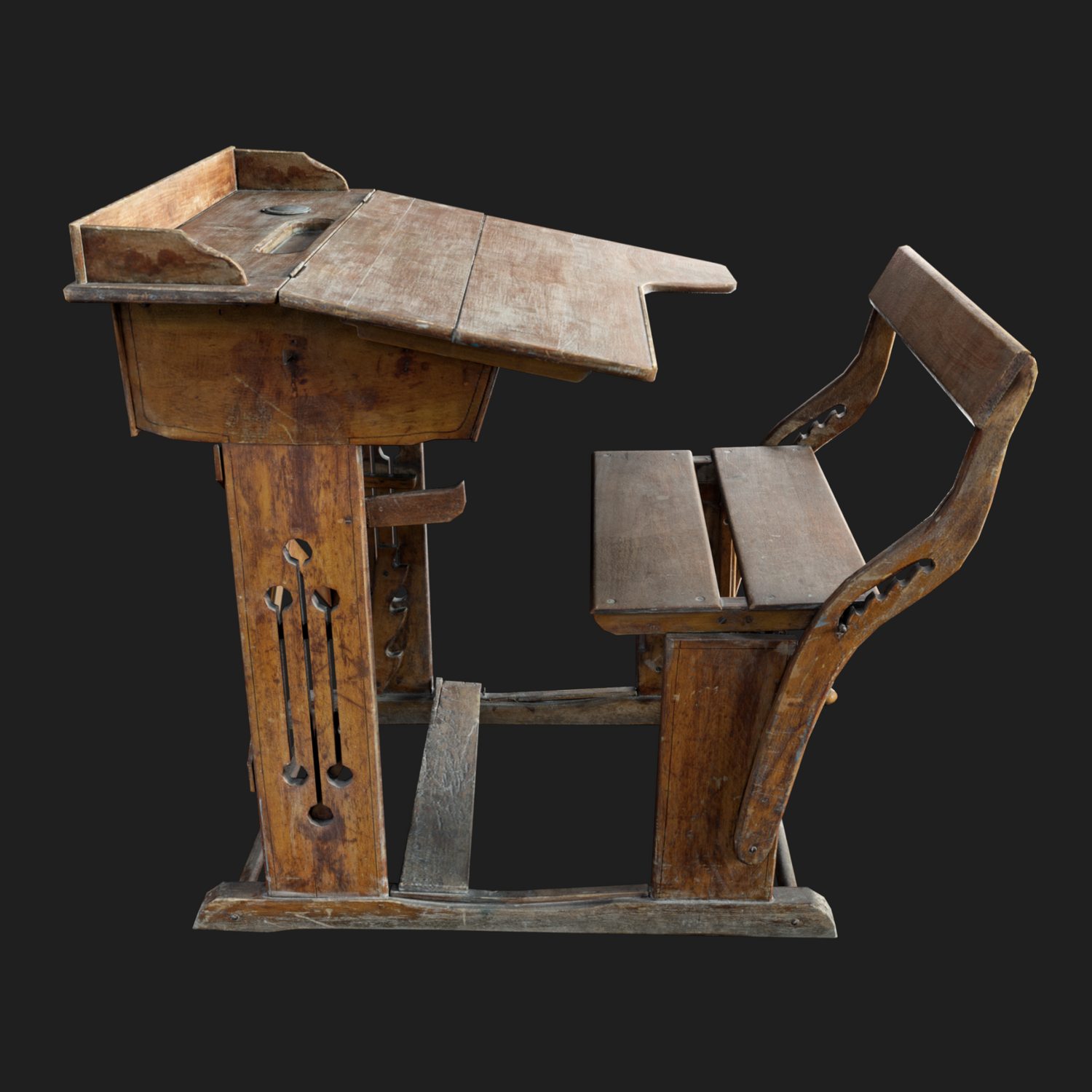 3D Vintage Kids School Desk