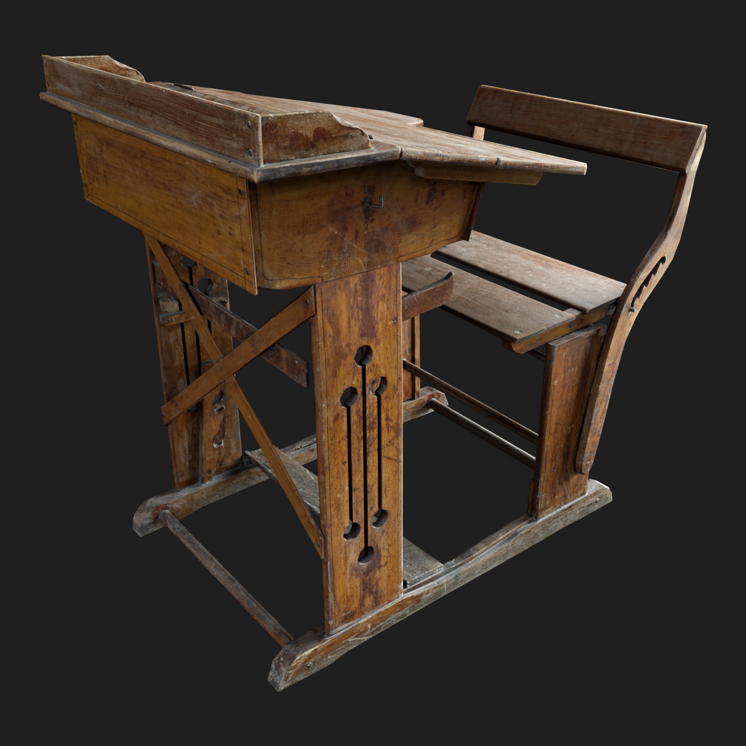 3D Vintage Kids School Desk