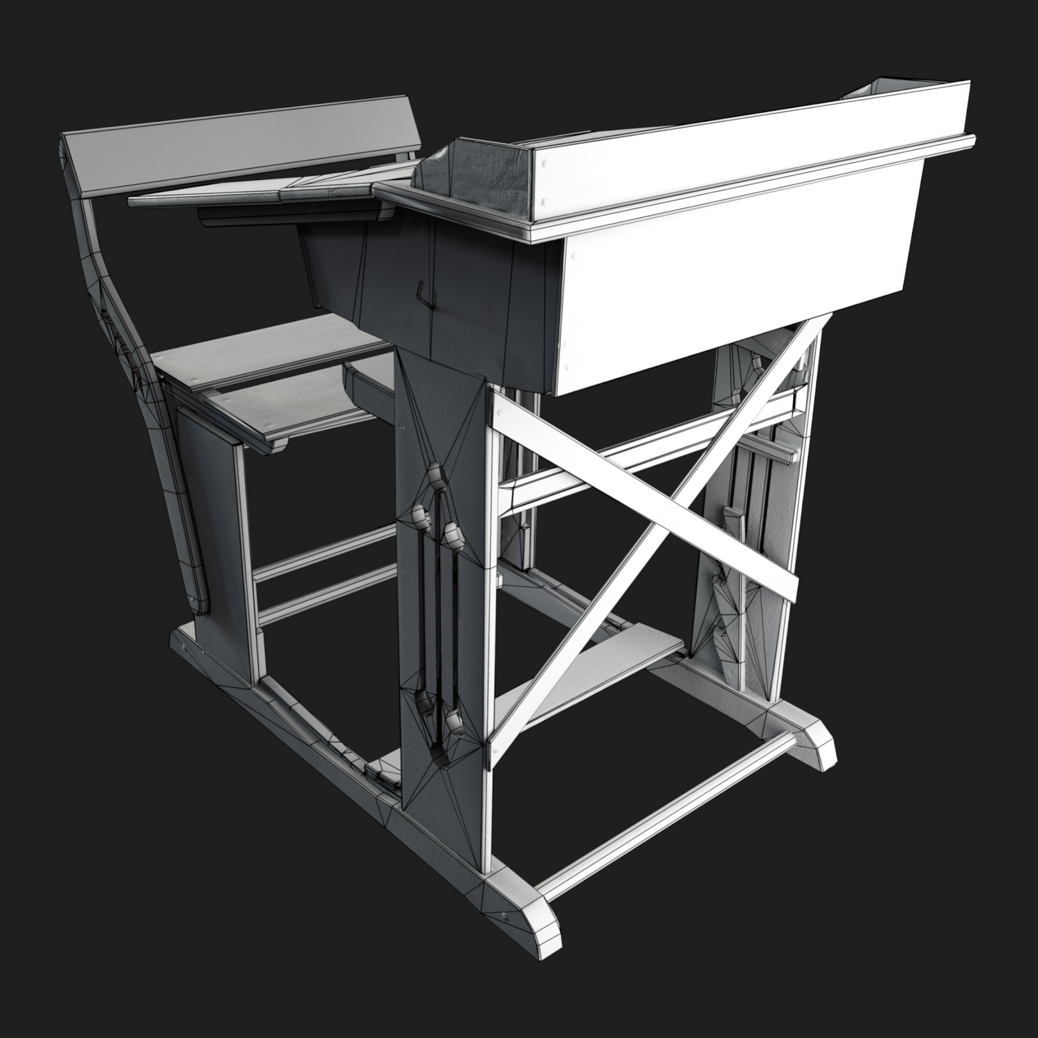 3D Vintage Kids School Desk