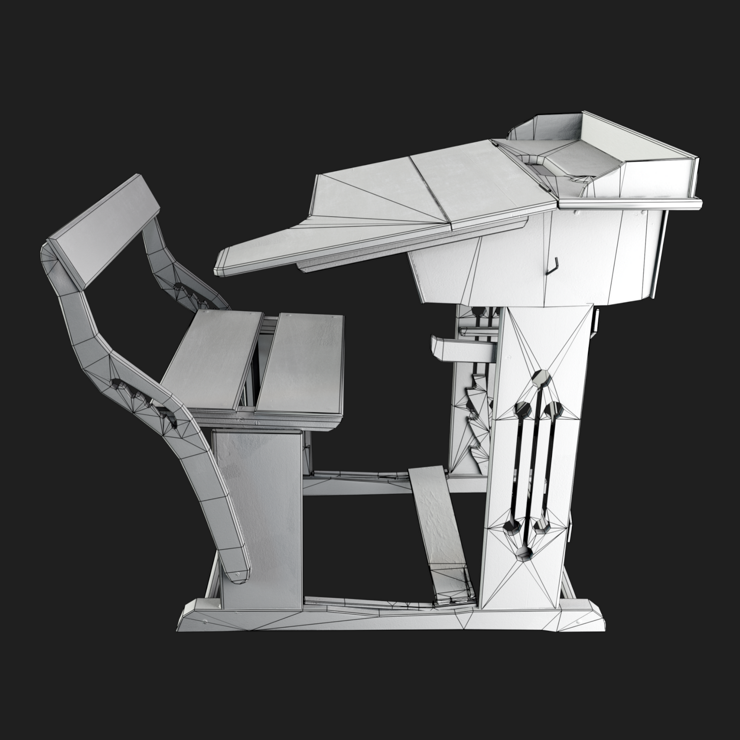 3D Vintage Kids School Desk