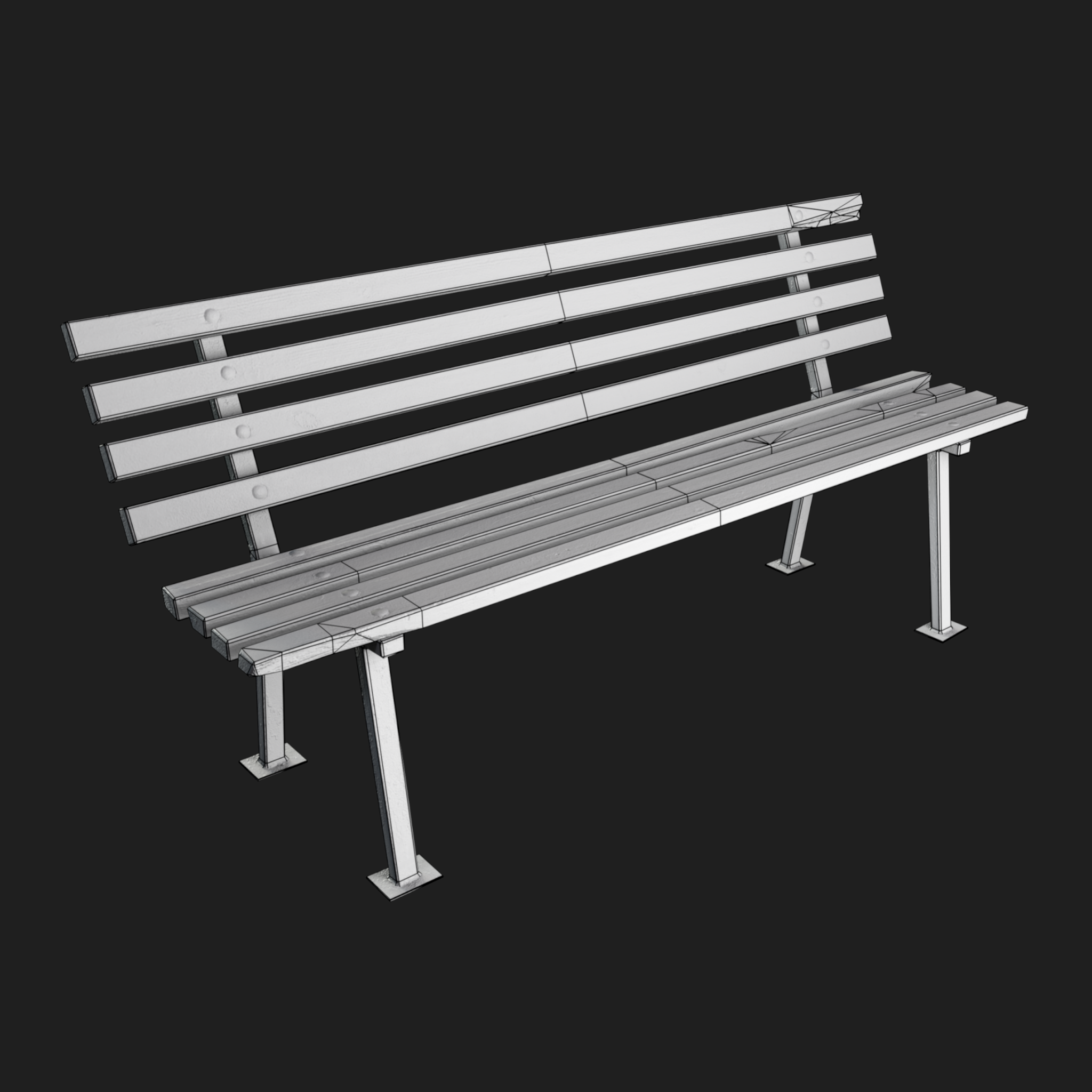 3D Furniture: Wooden Bench