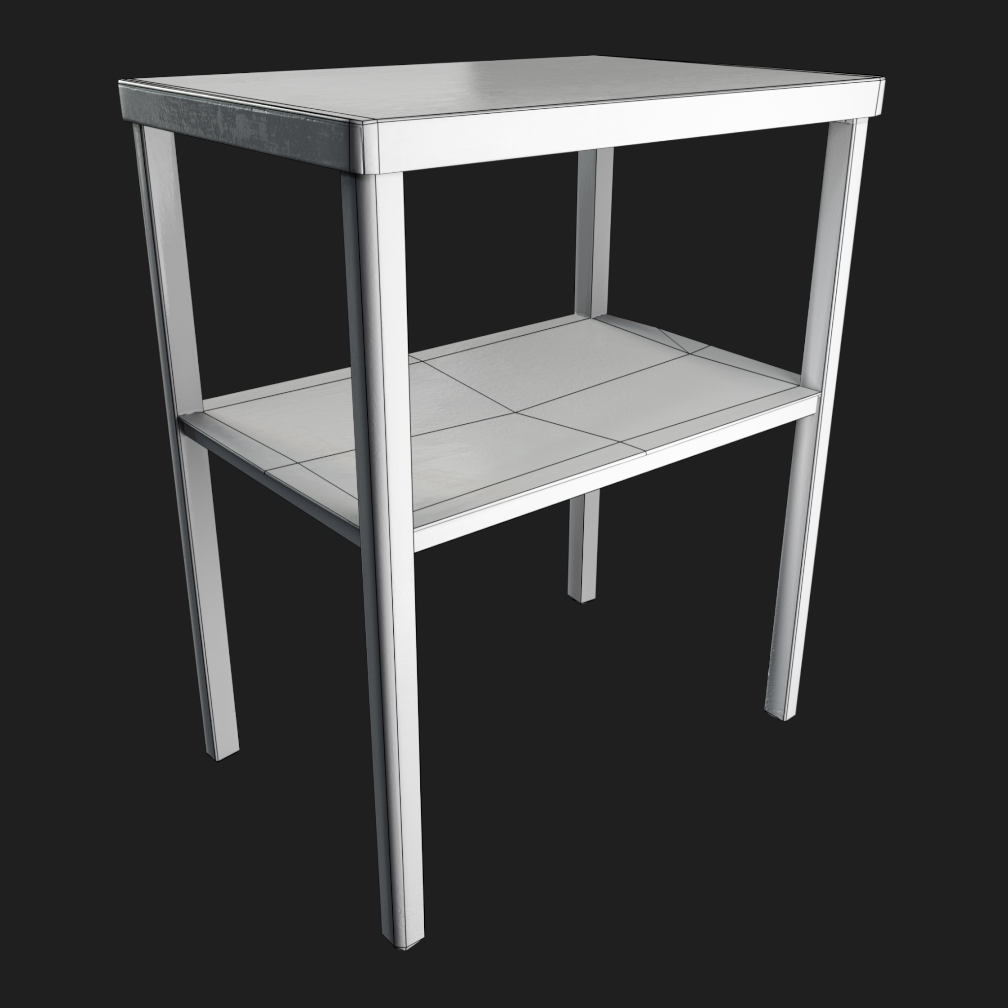 3D Aged Table with Storage Shelf