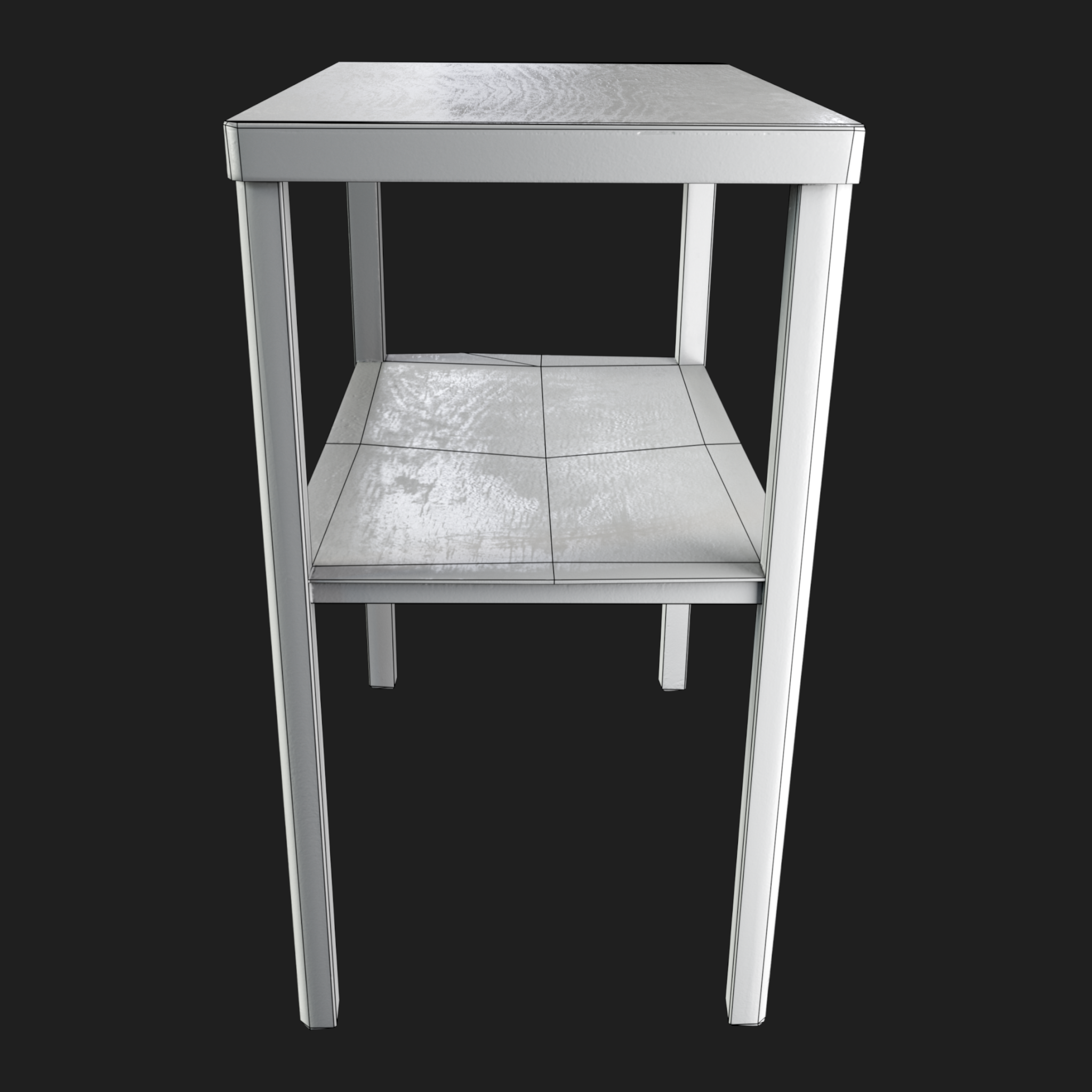3D Aged Table with Storage Shelf