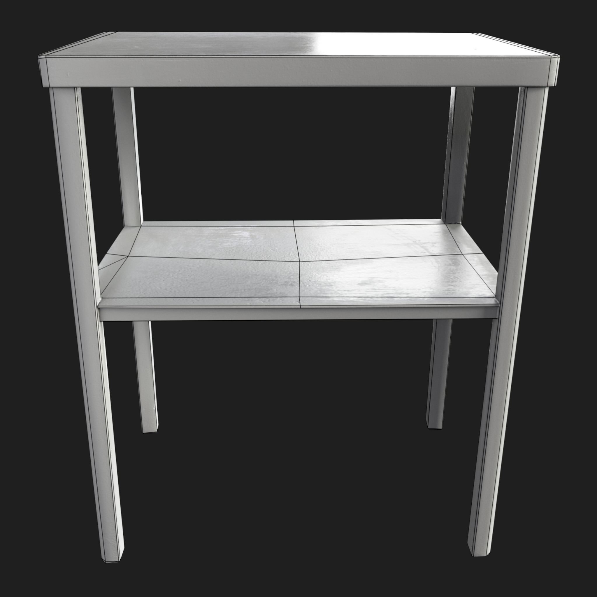 3D Aged Table with Storage Shelf