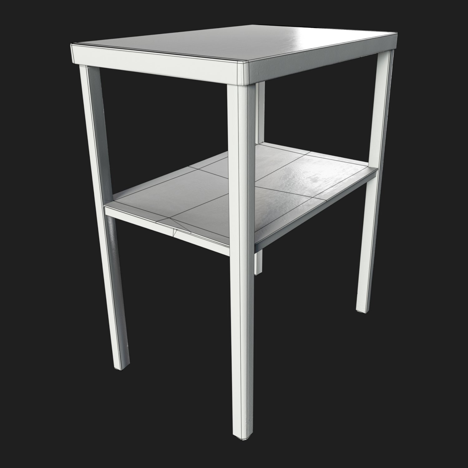 3D Aged Table with Storage Shelf