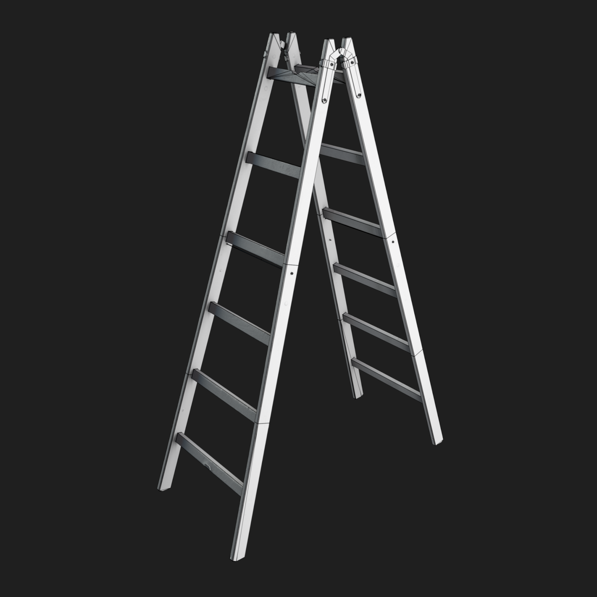 3D Ladder Wood wireframe