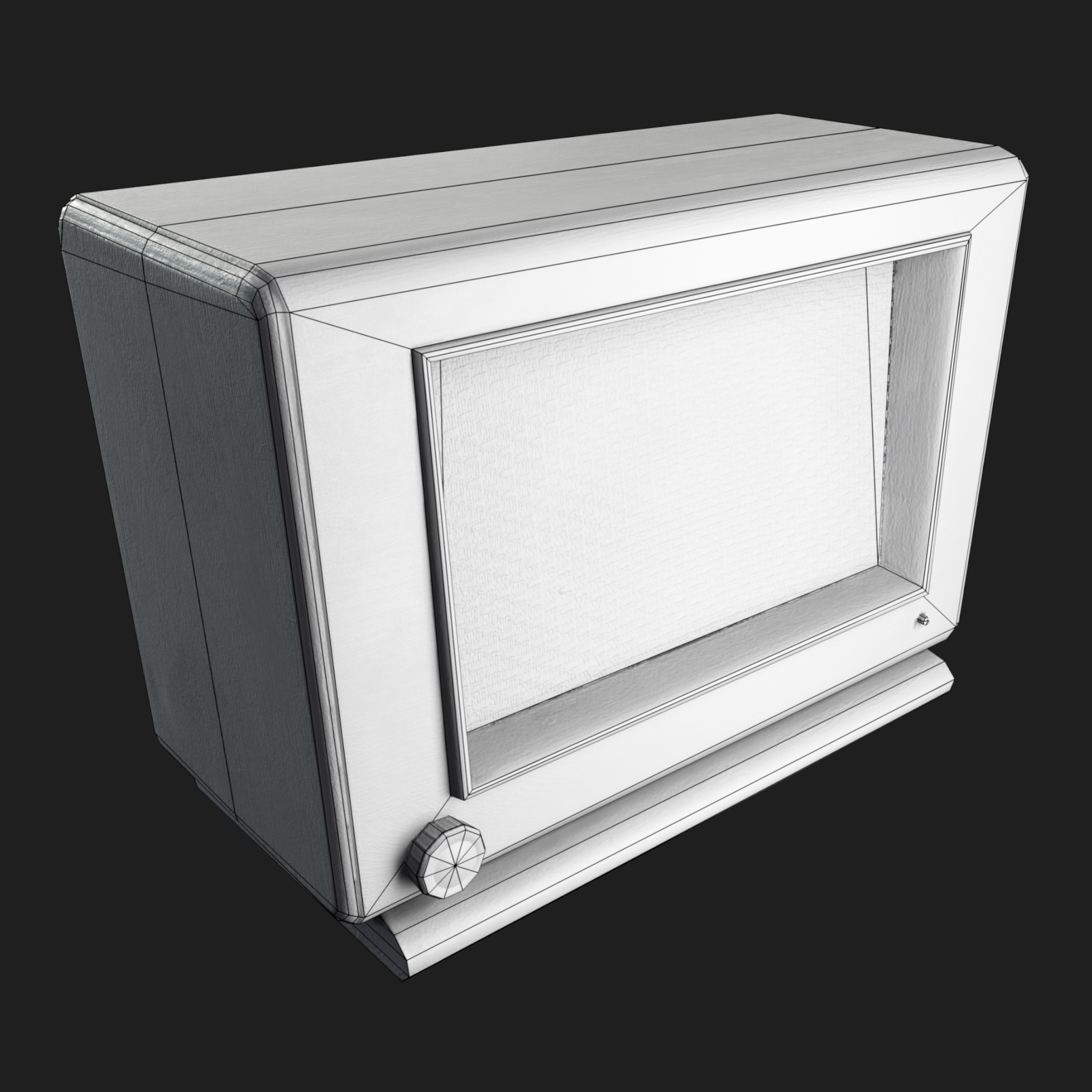 3D Retro Radio wireframe