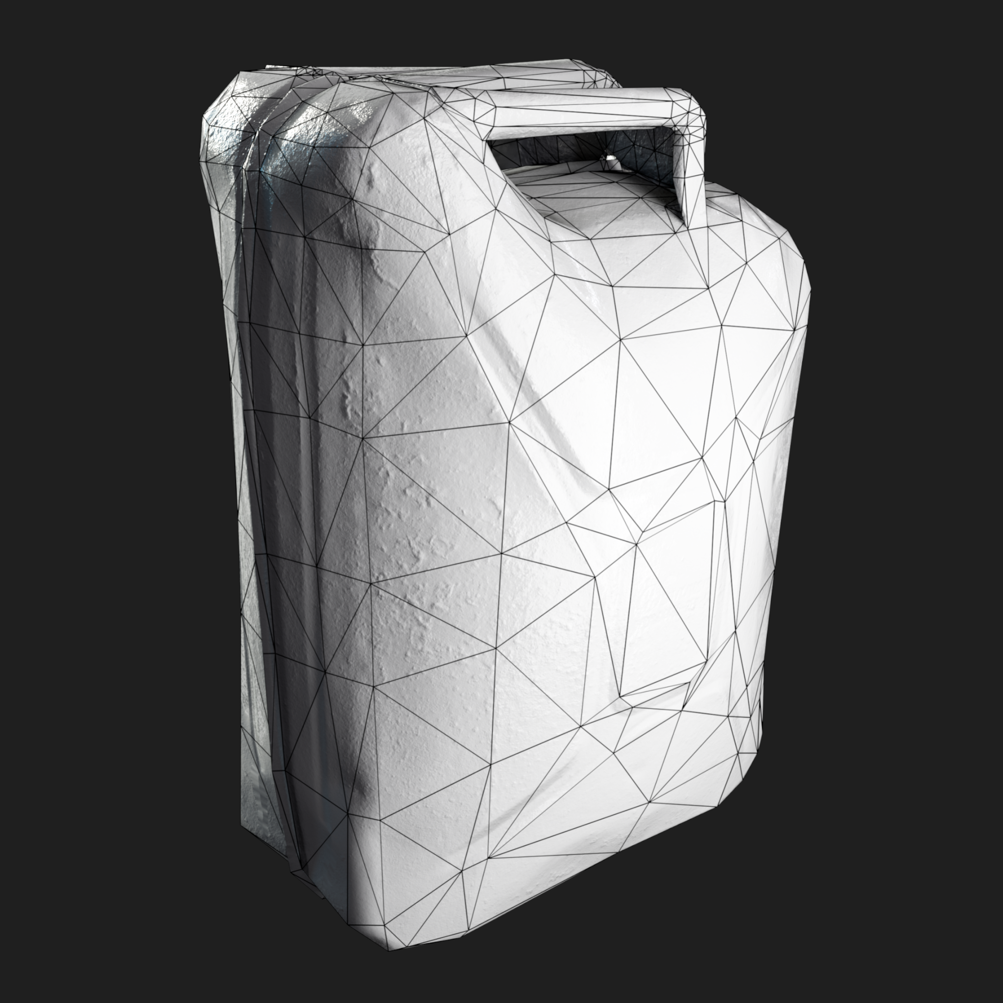 3D Burned Petrol Canister wireframe