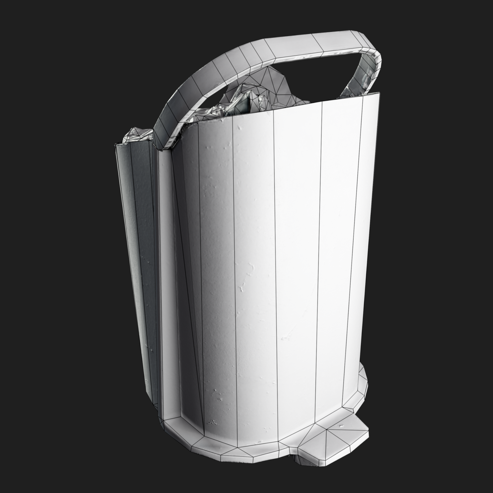 3D Plastic Basket Rubbish wireframe